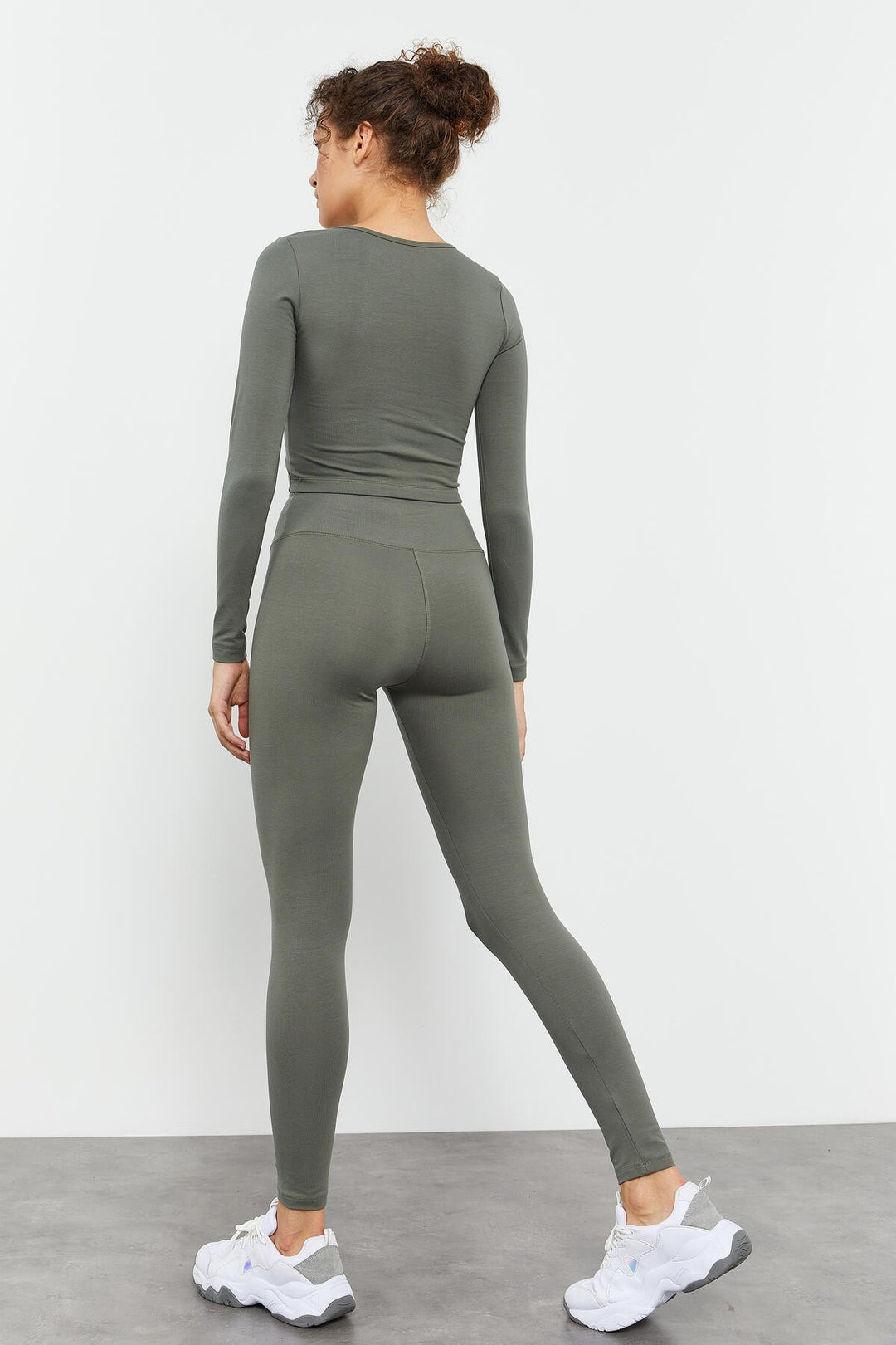 TMY Çağla High Waist Long Sleeve Slim Fit Crop Top Women's Leggings Set - 95286 - Ragusa