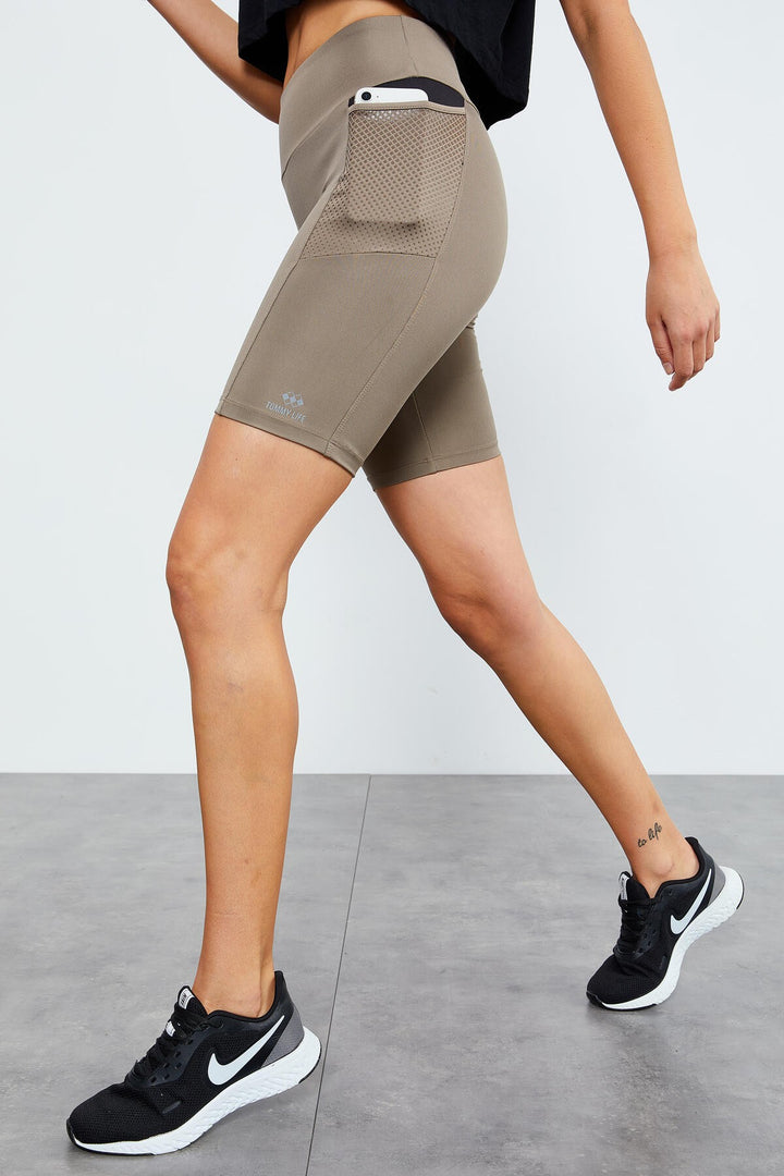 TMY Camel File Pocket High Waist Shaping Women's Biker Leggings - 91010 - Pervomaisk