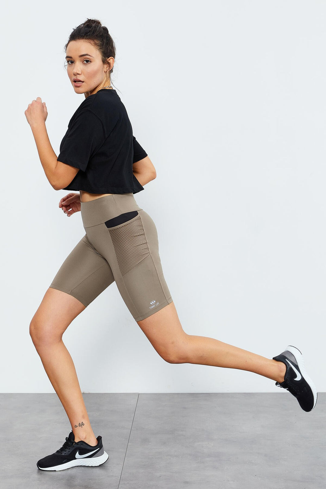 TMY Camel File Pocket High Waist Shaping Women's Biker Leggings - 91010 - Pervomaisk