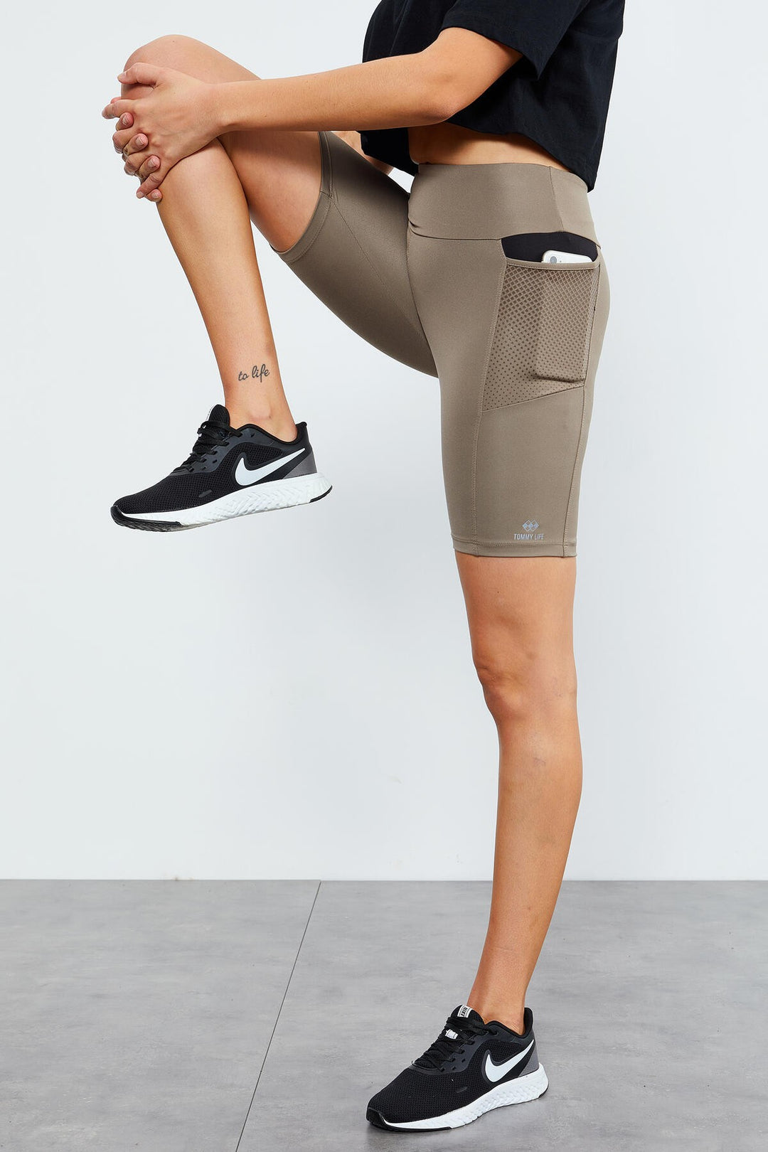 TMY Camel File Pocket High Waist Shaping Women's Biker Leggings - 91010 - Pervomaisk