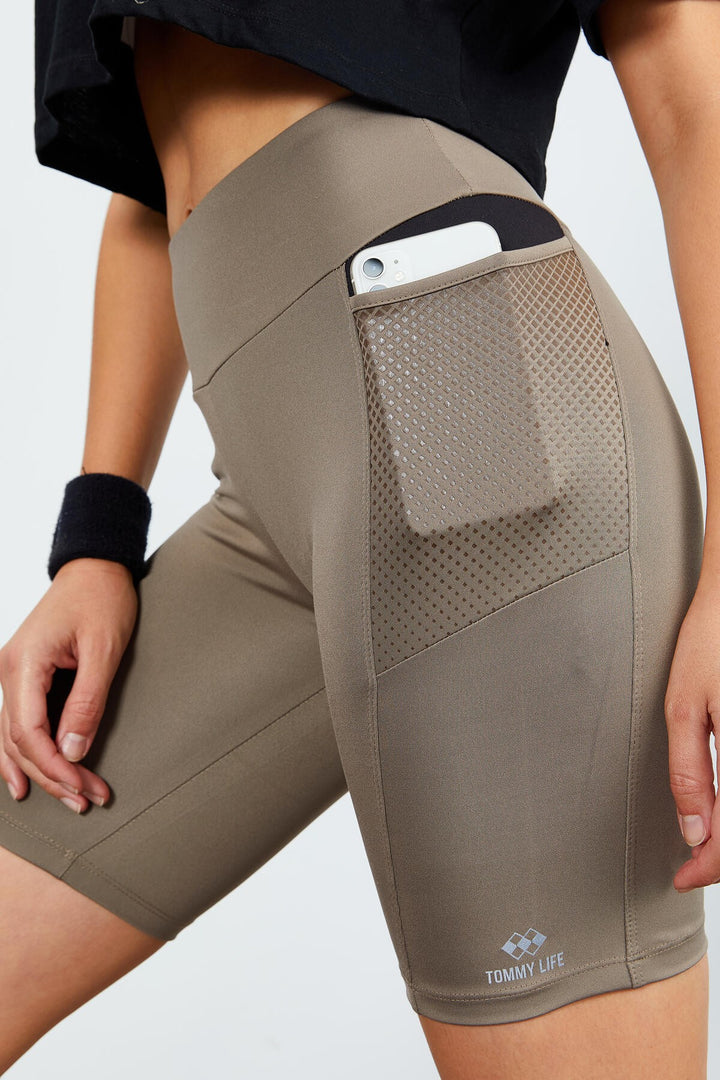 TMY Camel File Pocket High Waist Shaping Women's Biker Leggings - 91010 - Pervomaisk