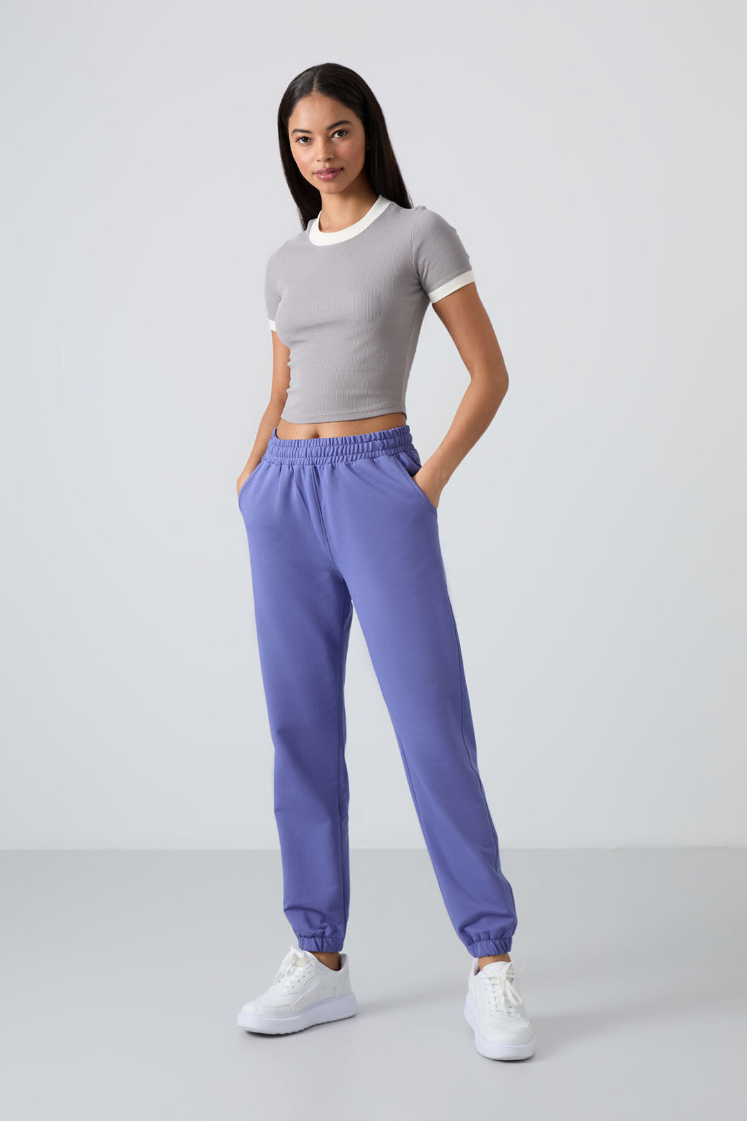 TMY Lilac Pocket High Waist Comfortable Fit Elastic Cuff Women's Sweatpants - 94583 - Ciudad Santa Catarina