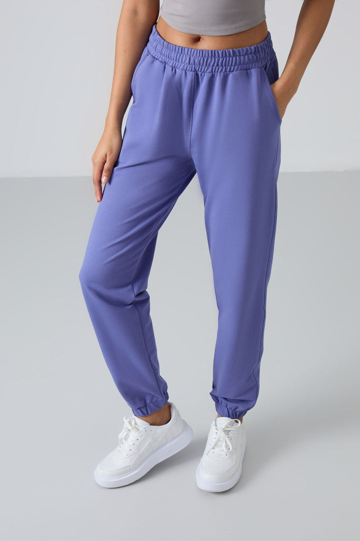 TMY Lilac Pocket High Waist Comfortable Fit Elastic Cuff Women's Sweatpants - 94583 - Ciudad Santa Catarina