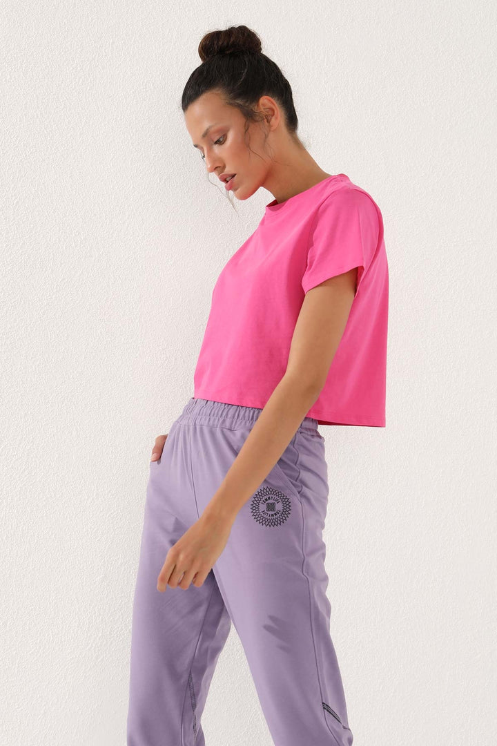 TMY Lilac Striped Comfortable Fit Elastic Cuff Women's Sweatpants - 94585 - North Vancouver