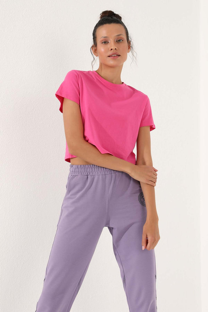 TMY Lilac Striped Comfortable Fit Elastic Cuff Women's Sweatpants - 94585 - North Vancouver