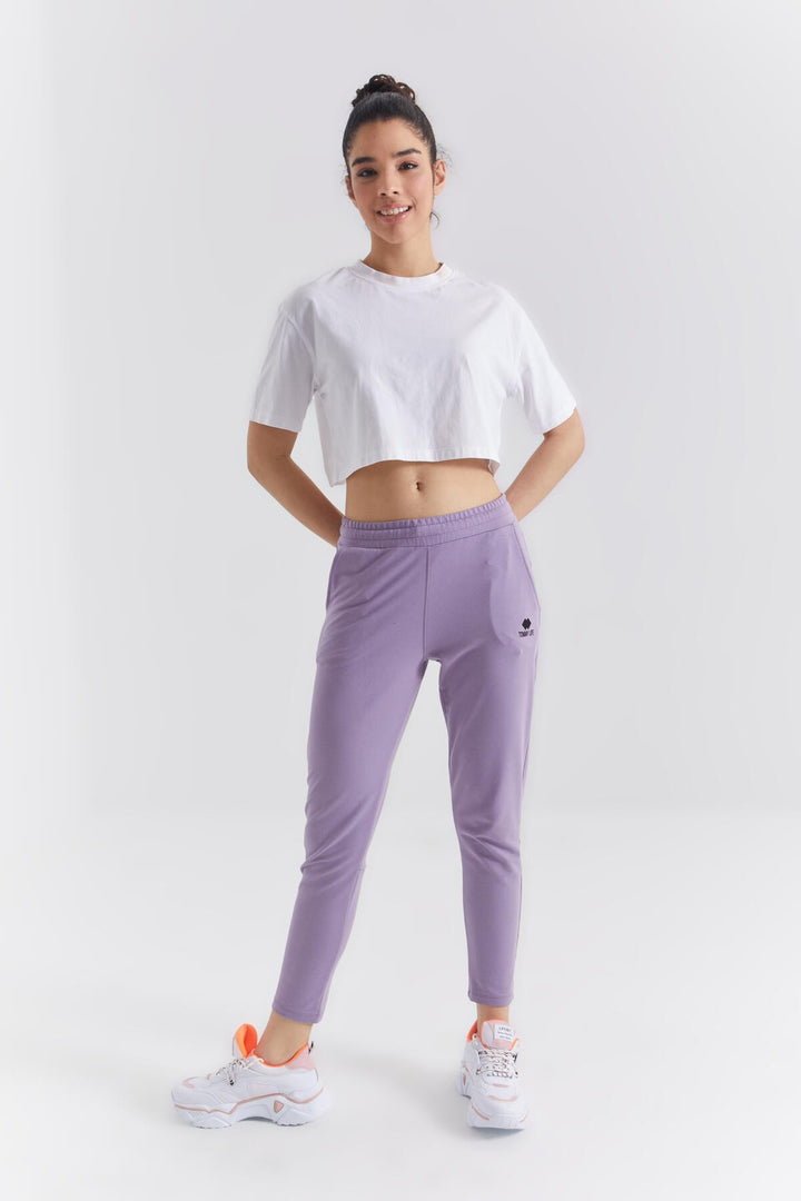 TMY Lilac Zippered Cuffed Pocketed Comfort Fit Women's Sweatpants - 94246 - Motril