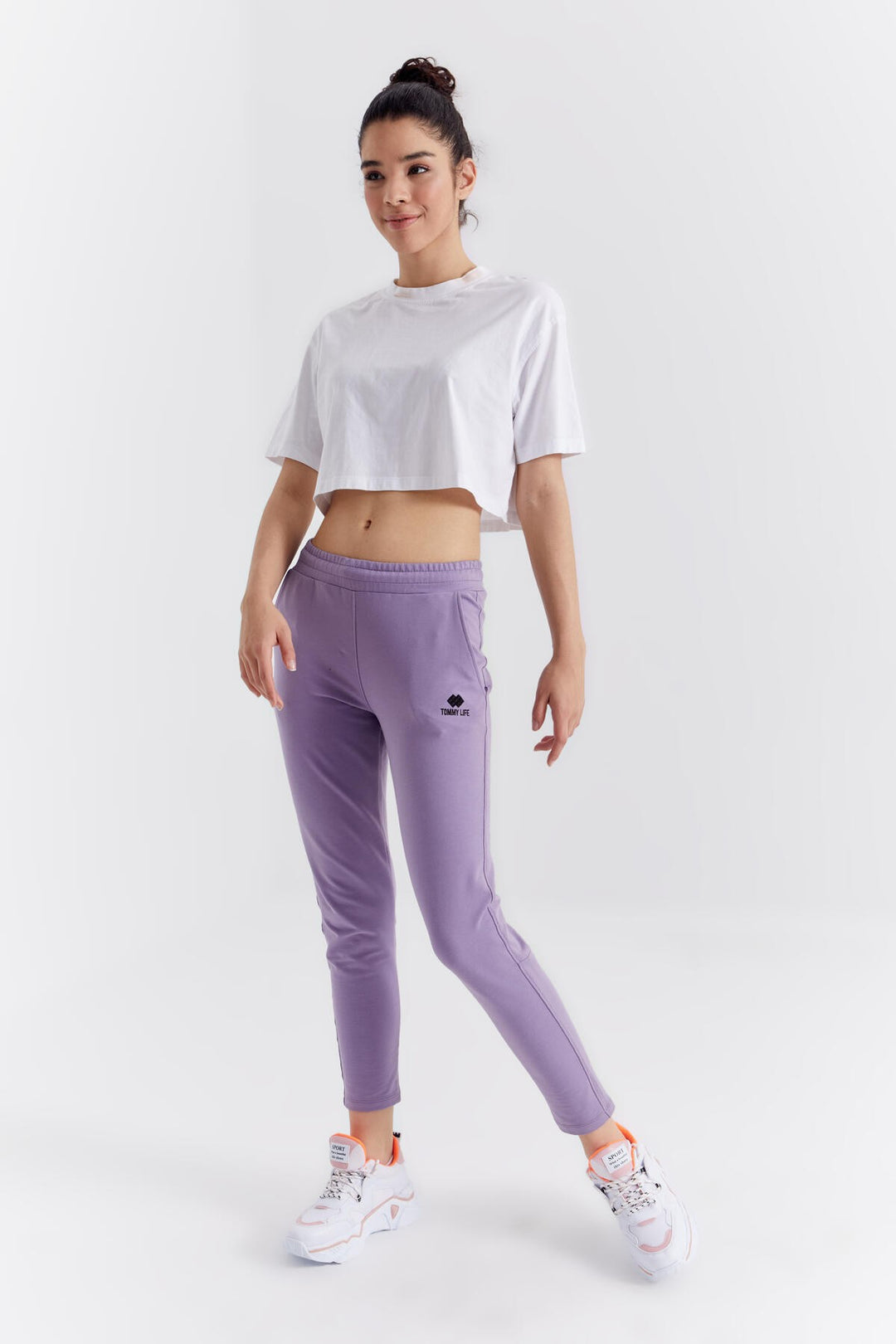 TMY Lilac Zippered Cuffed Pocketed Comfort Fit Women's Sweatpants - 94246 - Motril