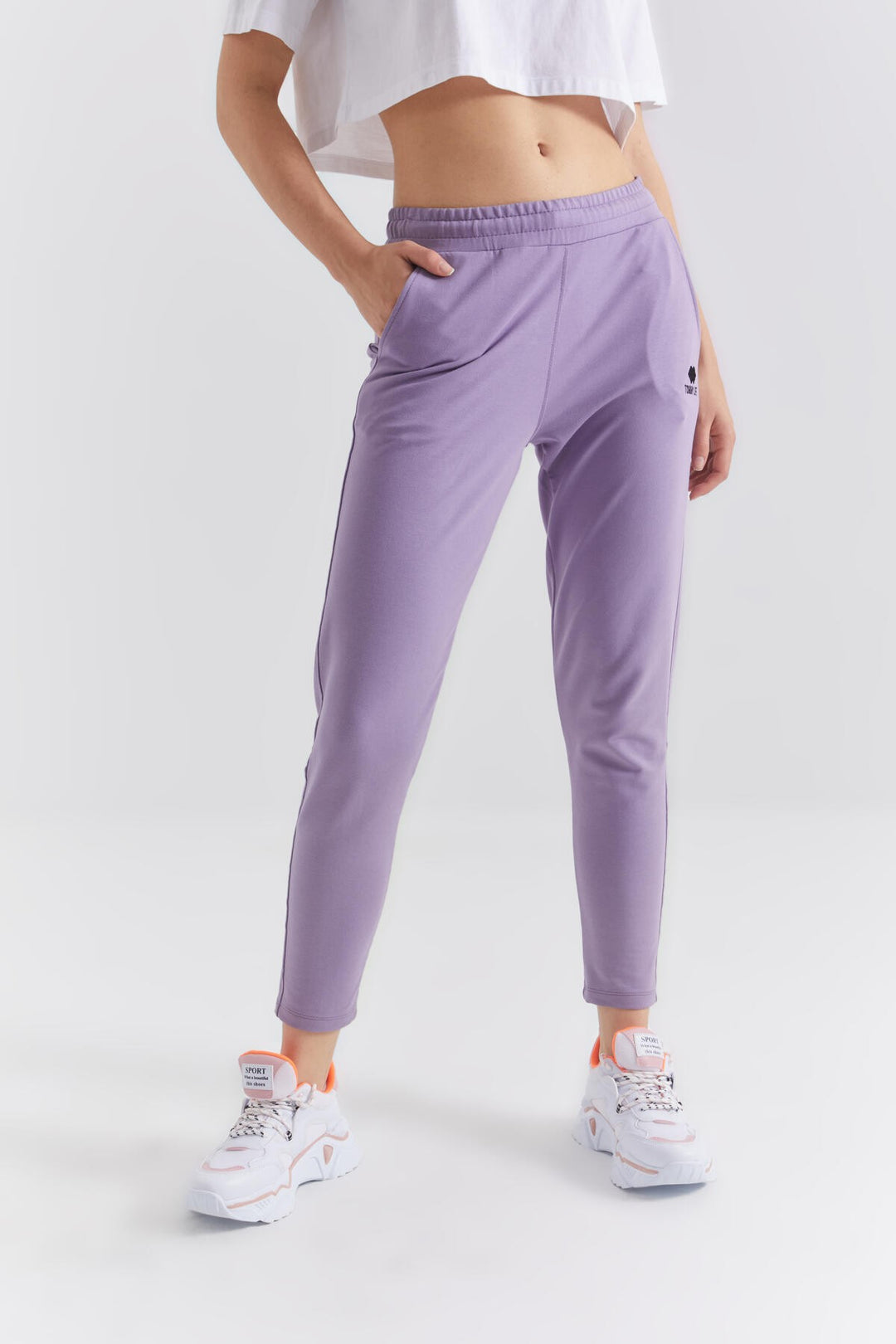 TMY Lilac Zippered Cuffed Pocketed Comfort Fit Women's Sweatpants - 94246 - Motril