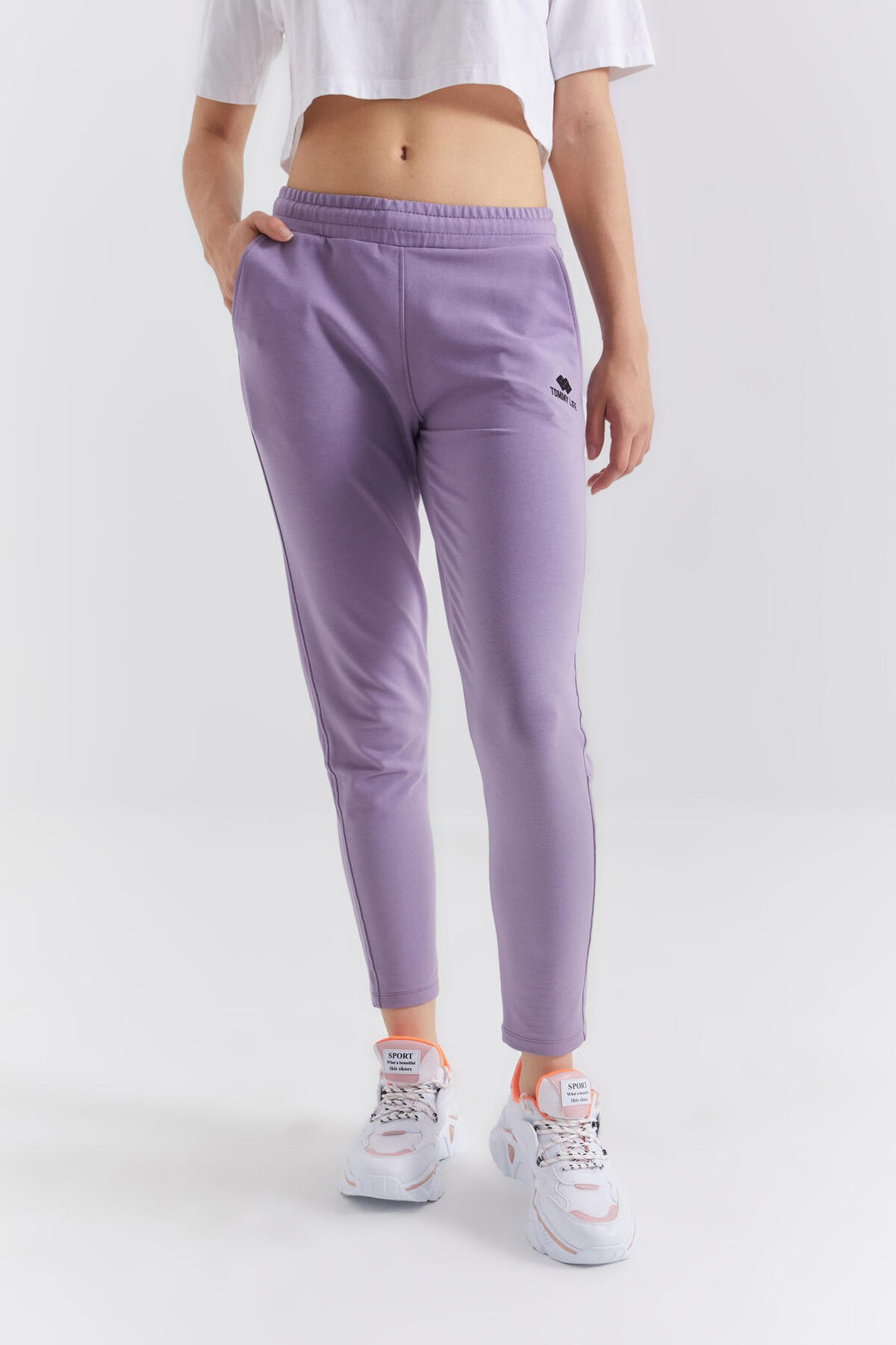 TMY Lilac Zippered Cuffed Pocketed Comfort Fit Women's Sweatpants - 94246 - Motril