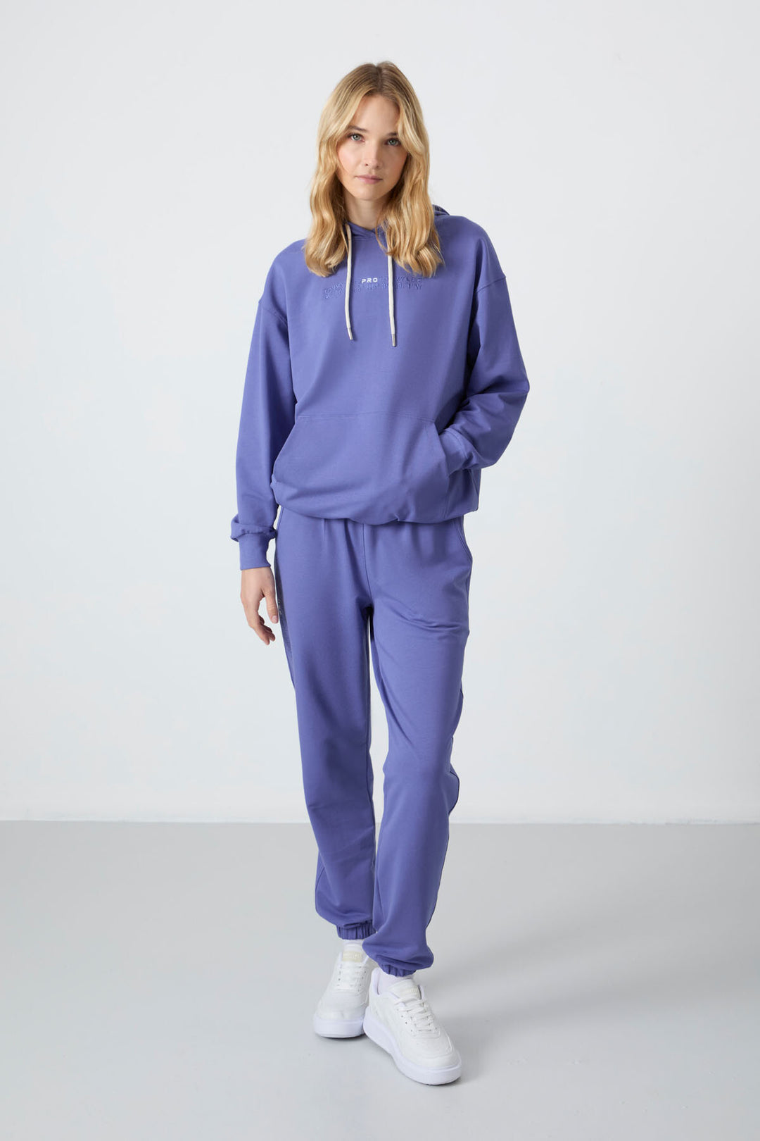 TMY Lilac Hooded Kangaroo Pocket Oversized Cuff Women's Tracksuit - 95288 - Kingston