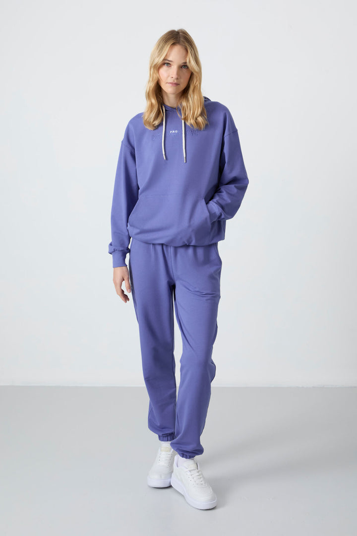 TMY Lilac Hooded Kangaroo Pocket Oversized Cuff Women's Tracksuit - 95288 - Kingston