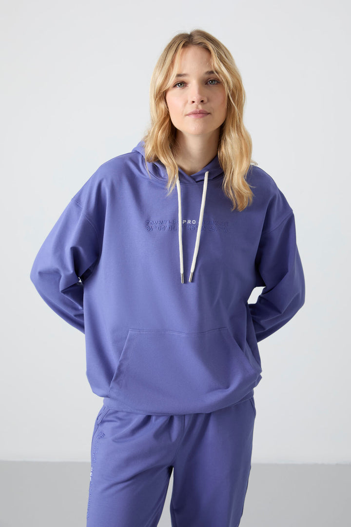 TMY Lilac Hooded Kangaroo Pocket Oversized Cuff Women's Tracksuit - 95288 - Kingston