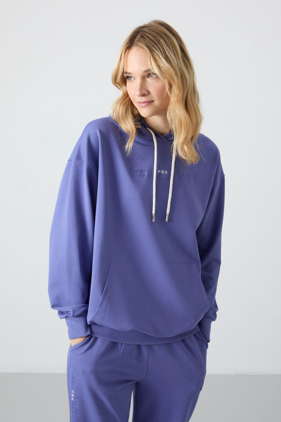 TMY Lilac Hooded Kangaroo Pocket Oversized Cuff Women's Tracksuit - 95288 - Kingston
