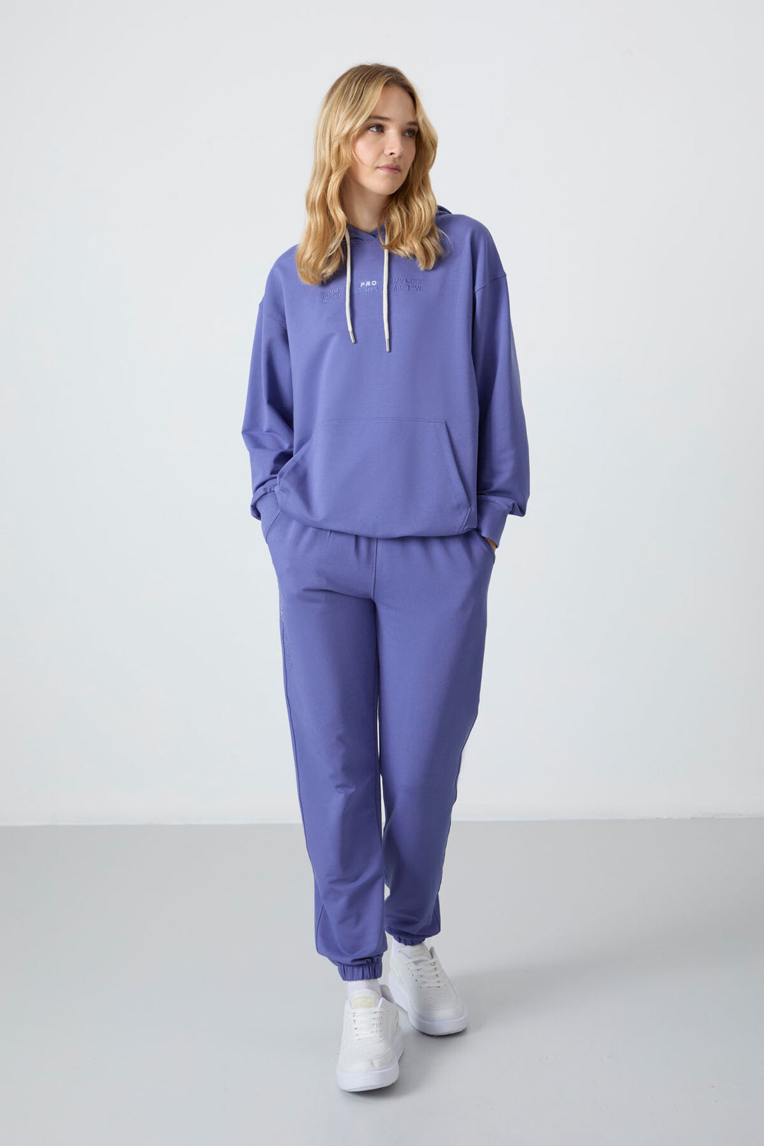 TMY Lilac Hooded Kangaroo Pocket Oversized Cuff Women's Tracksuit - 95288 - Kingston