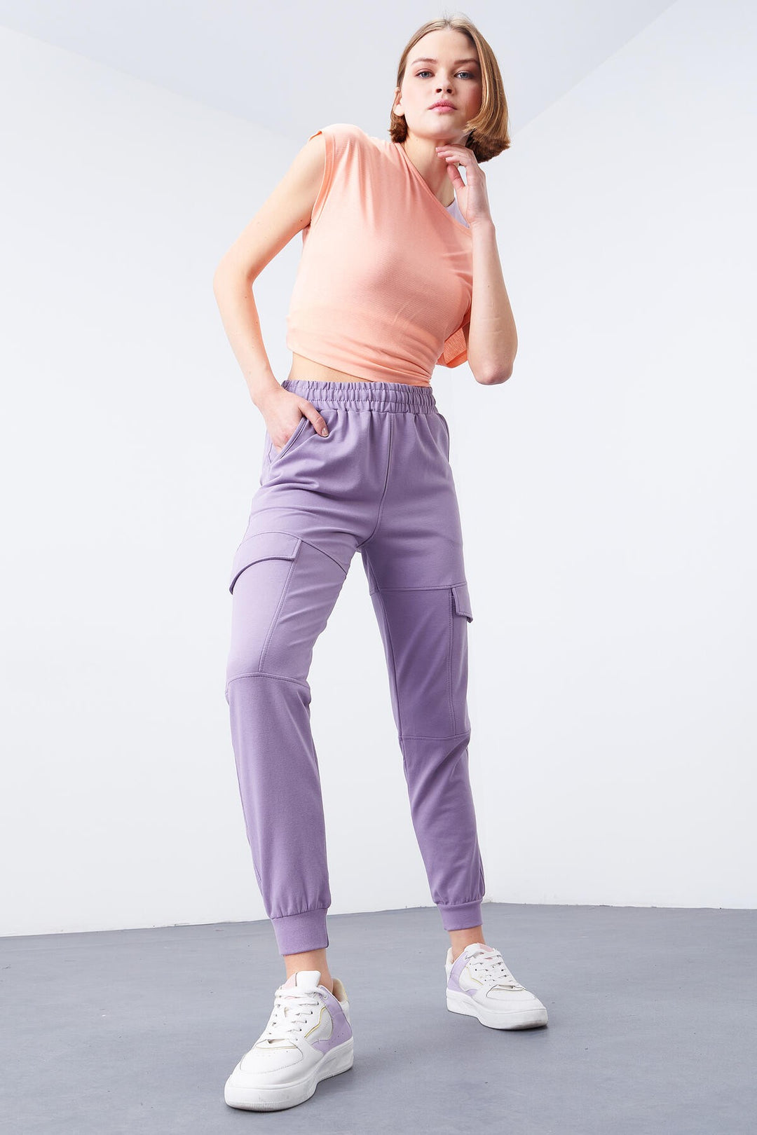 TMY Eflatun Cargo Pocket Comfortable Fit Cuffed Women's Sweatpants - 94581 - Wollongong