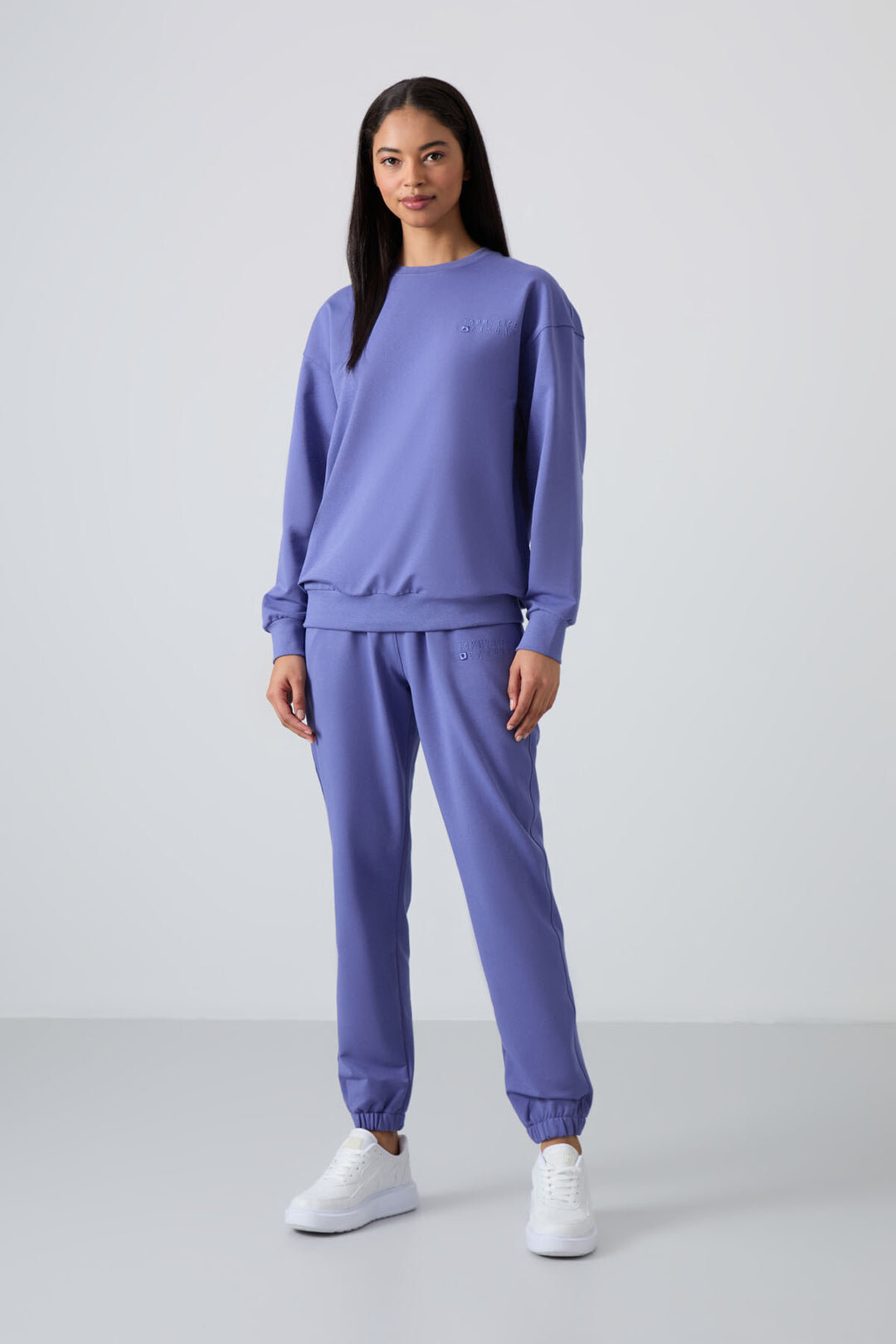 TMY Eflatun O Neck Oversized Elastic Cuff Women's Tracksuit Set - 95287 - Santa Clarita
