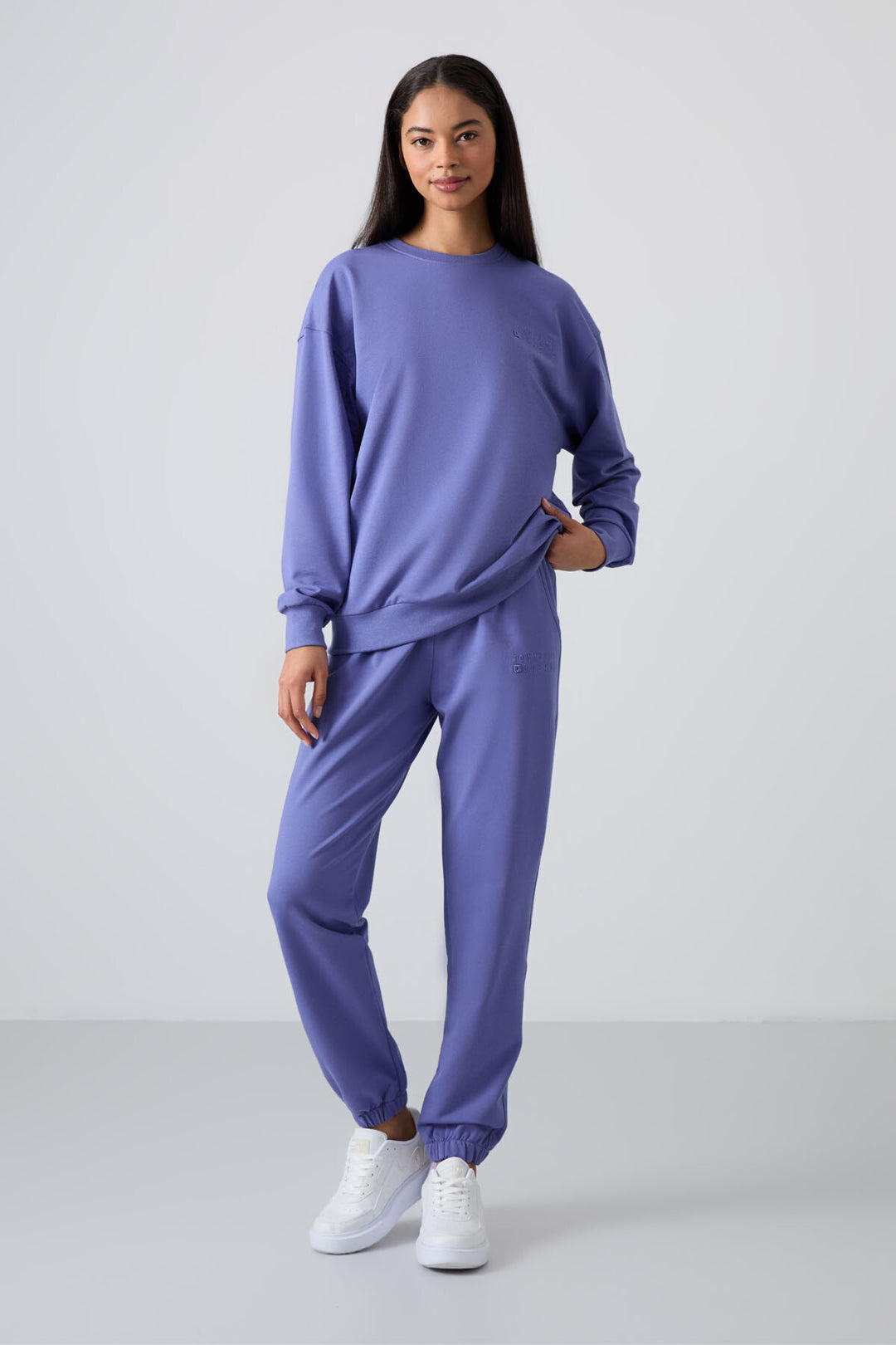 TMY Eflatun O Neck Oversized Elastic Cuff Women's Tracksuit Set - 95287 - Santa Clarita