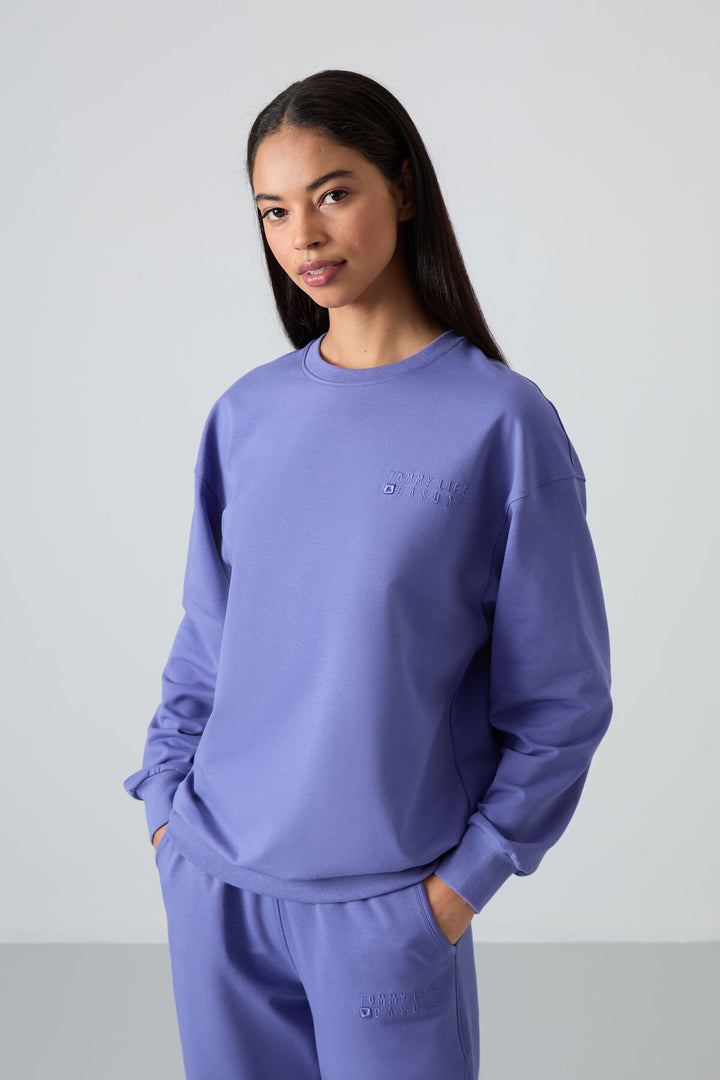 TMY Eflatun O Neck Oversized Elastic Cuff Women's Tracksuit Set - 95287 - Santa Clarita