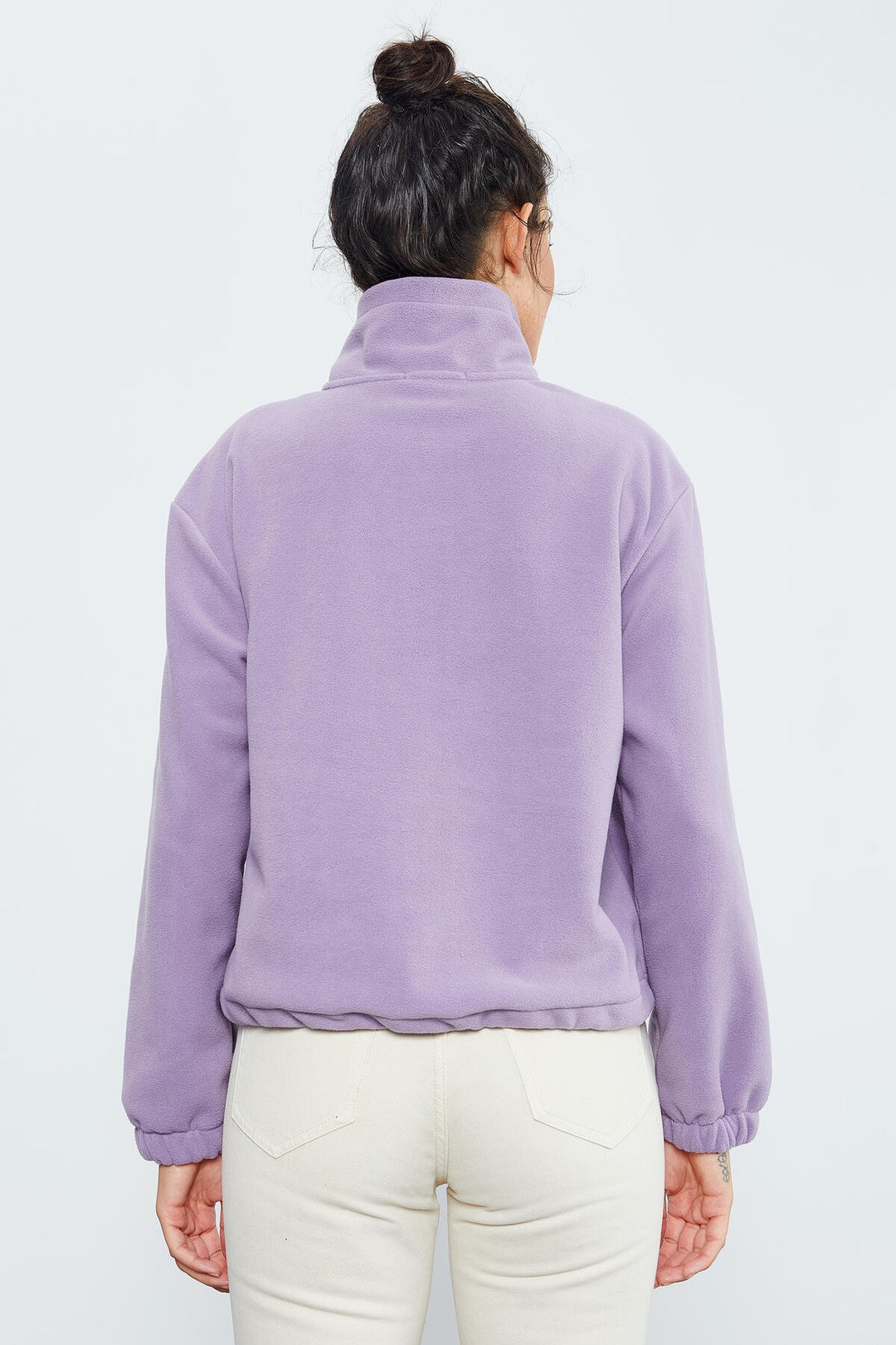 TMY Lilac Half Zip Skirt Hem Ruched Women's Polar Oversize Sweatshirt - 97171 - Soledad de Graciano Sánchez