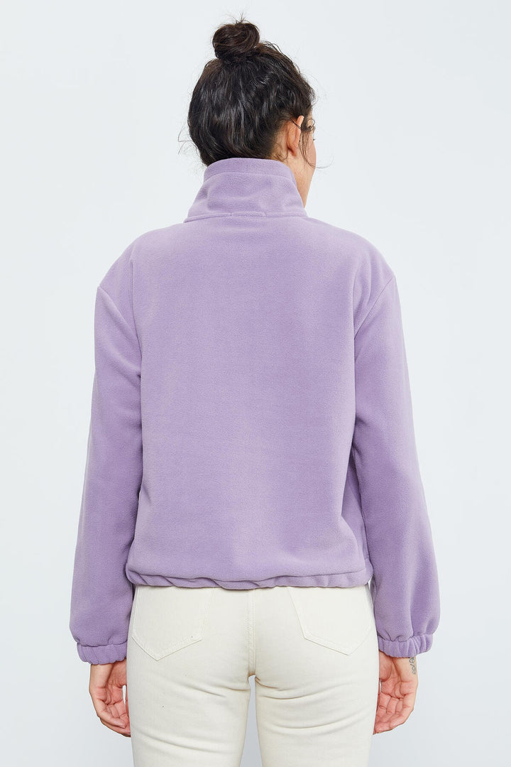 TMY Lilac Half Zip Skirt Hem Ruched Women's Polar Oversize Sweatshirt - 97171 - Soledad de Graciano Sánchez