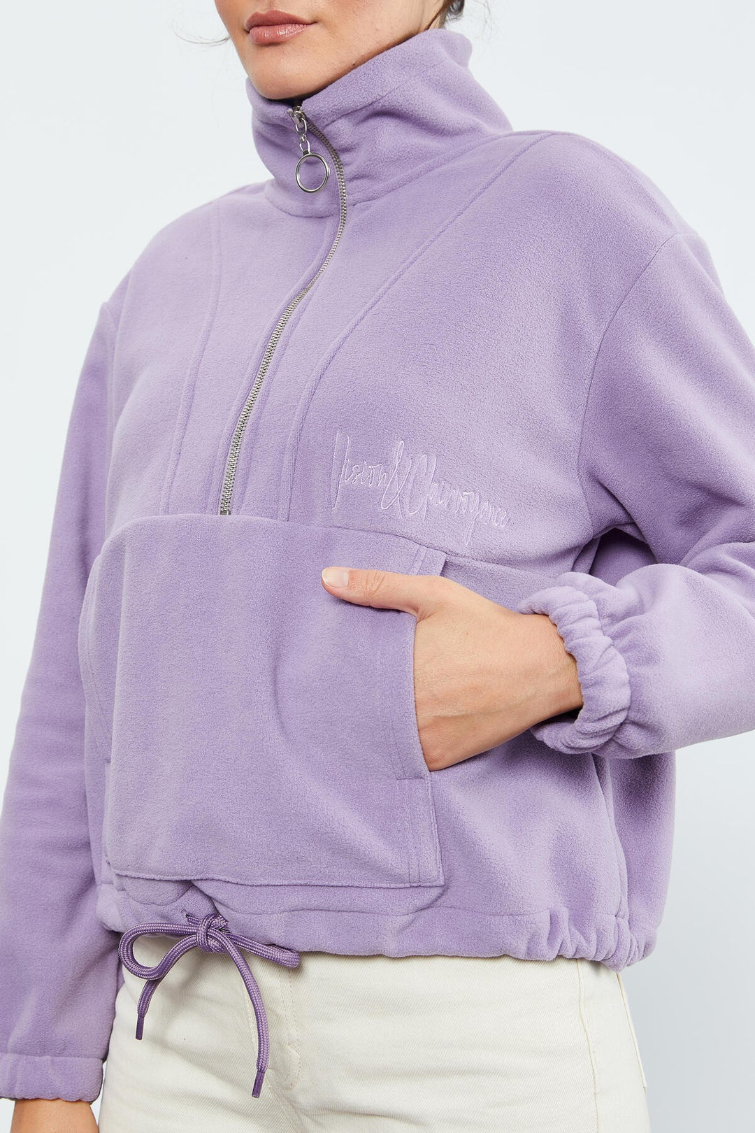 TMY Lilac Half Zip Skirt Hem Ruched Women's Polar Oversize Sweatshirt - 97171 - Soledad de Graciano Sánchez