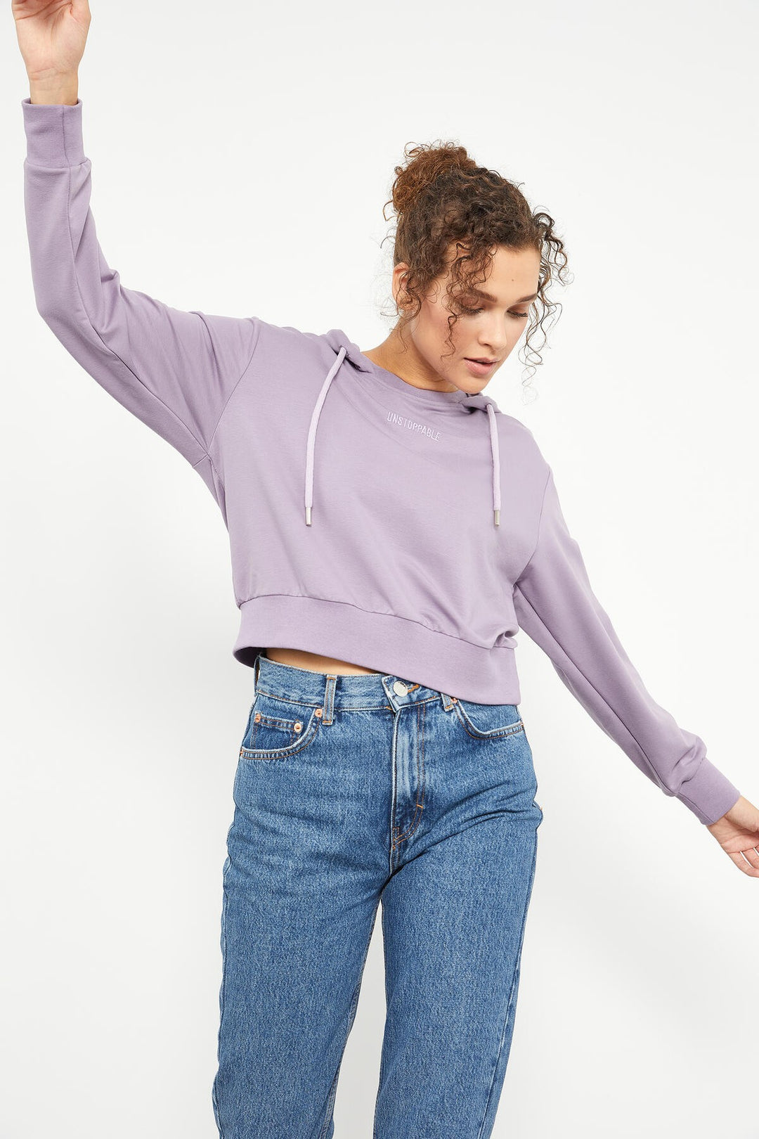 TMY Eflatun Writing Embroidered Hooded Women's Oversize Sweatshirt - 97169 - Niort