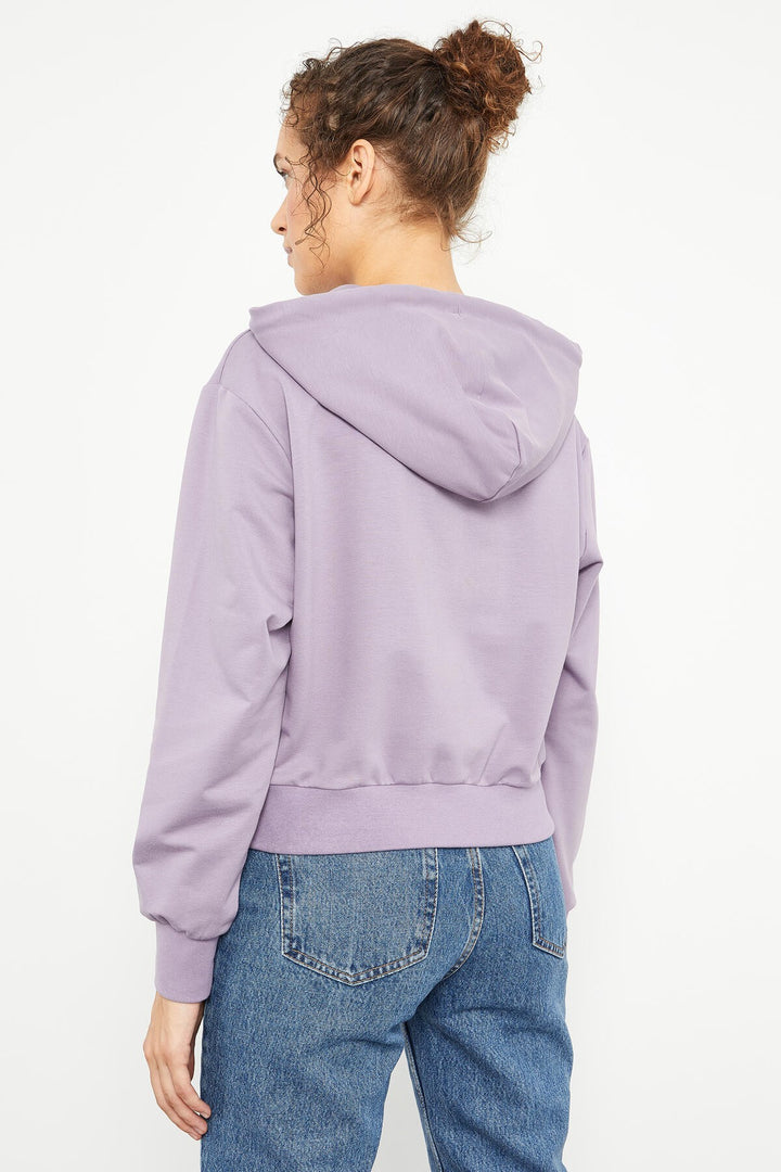 TMY Eflatun Writing Embroidered Hooded Women's Oversize Sweatshirt - 97169 - Niort