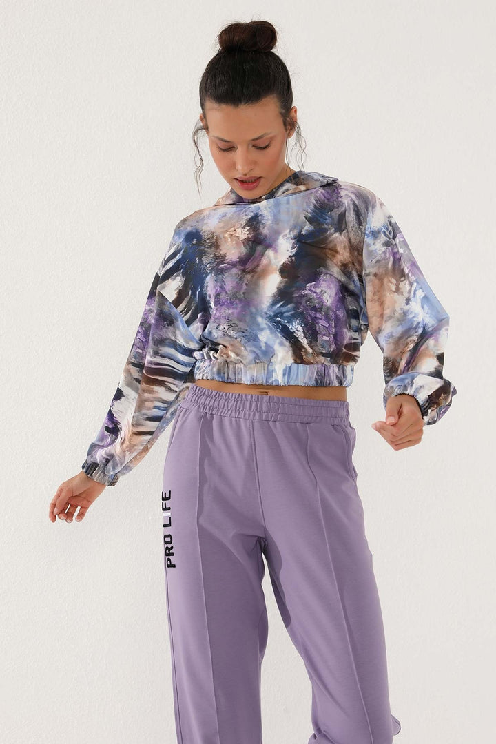 TMY Lilac Embroidered Loose Fit Elastic Cuff Women's Sweatpants - 94571 - Lakewood