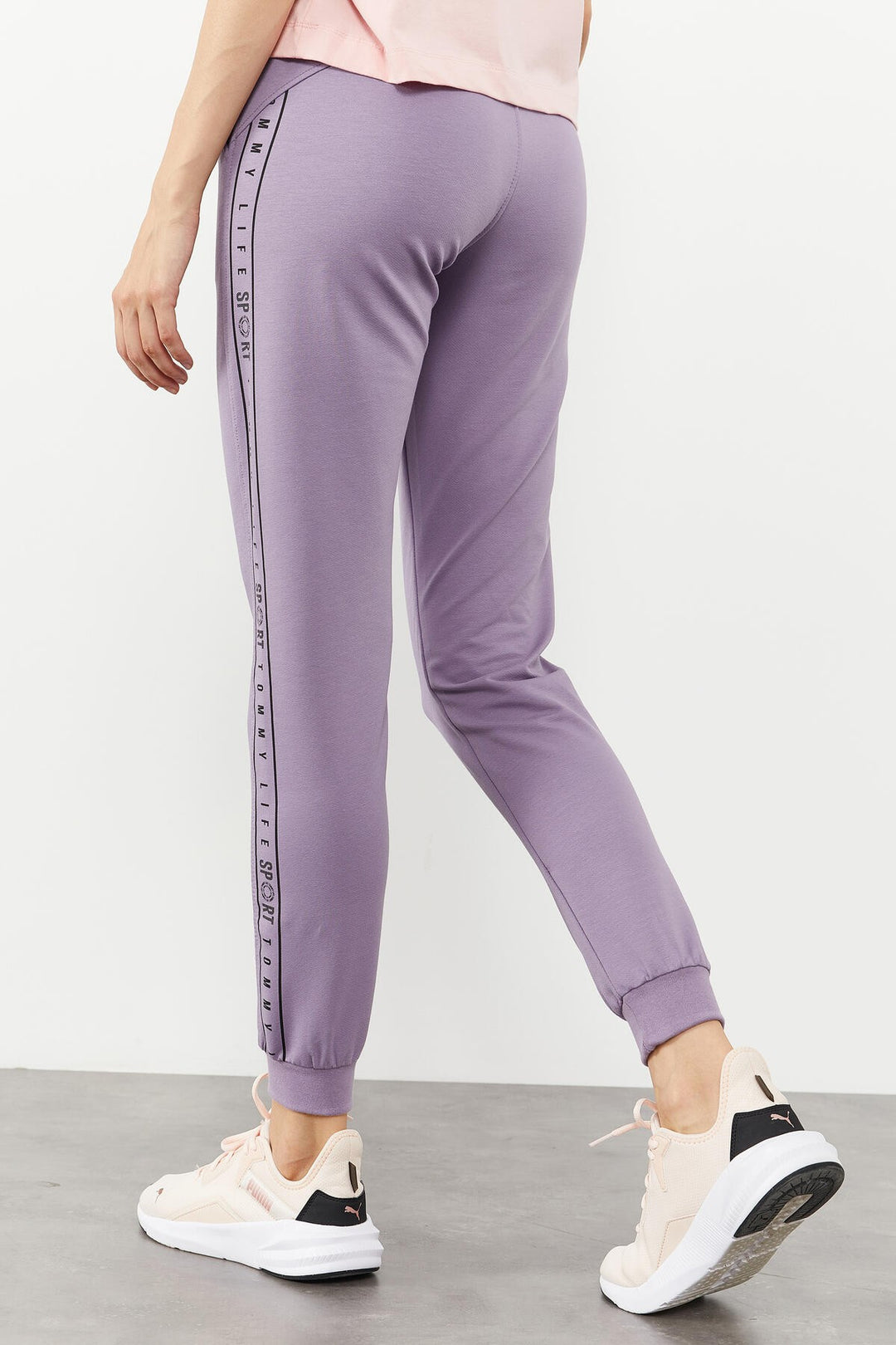 TMY Eflatun Writing Striped Jogger Comfortable Fit Cuffed Women's Sweatpants - 94527 - Myrhorod
