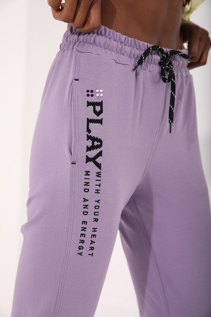 TMY Lilac High Waist Embroidered Comfort Fit Elastic Cuff Women's Sweatpants - 94573 - Mechanicsville