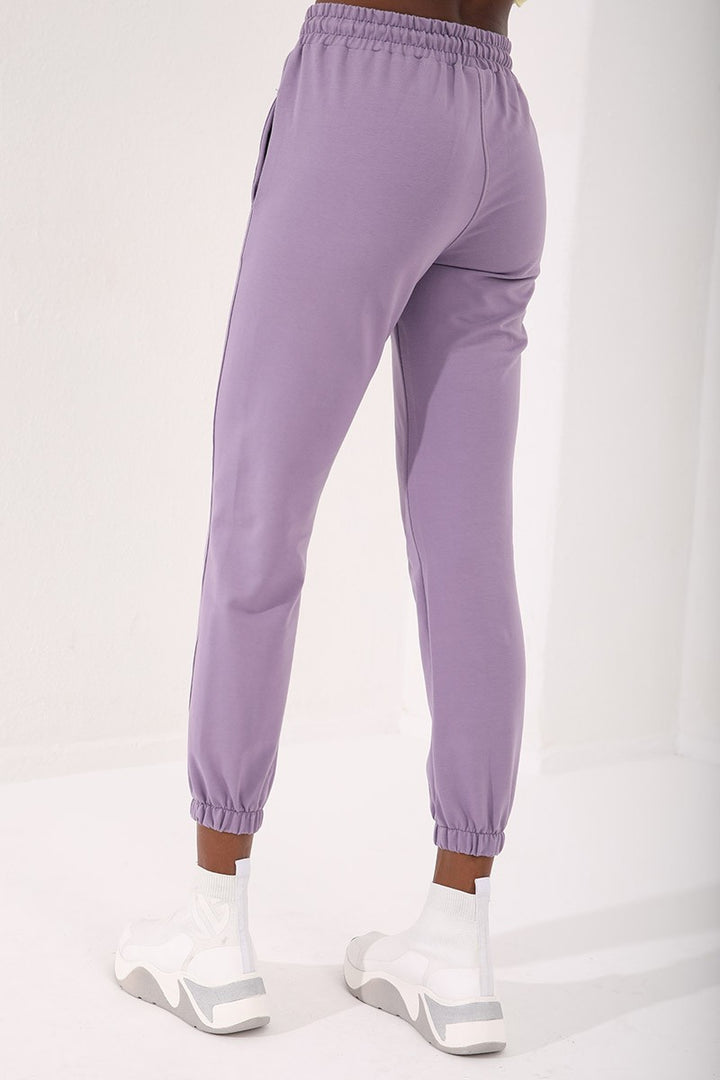 TMY Lilac High Waist Embroidered Comfort Fit Elastic Cuff Women's Sweatpants - 94573 - Mechanicsville
