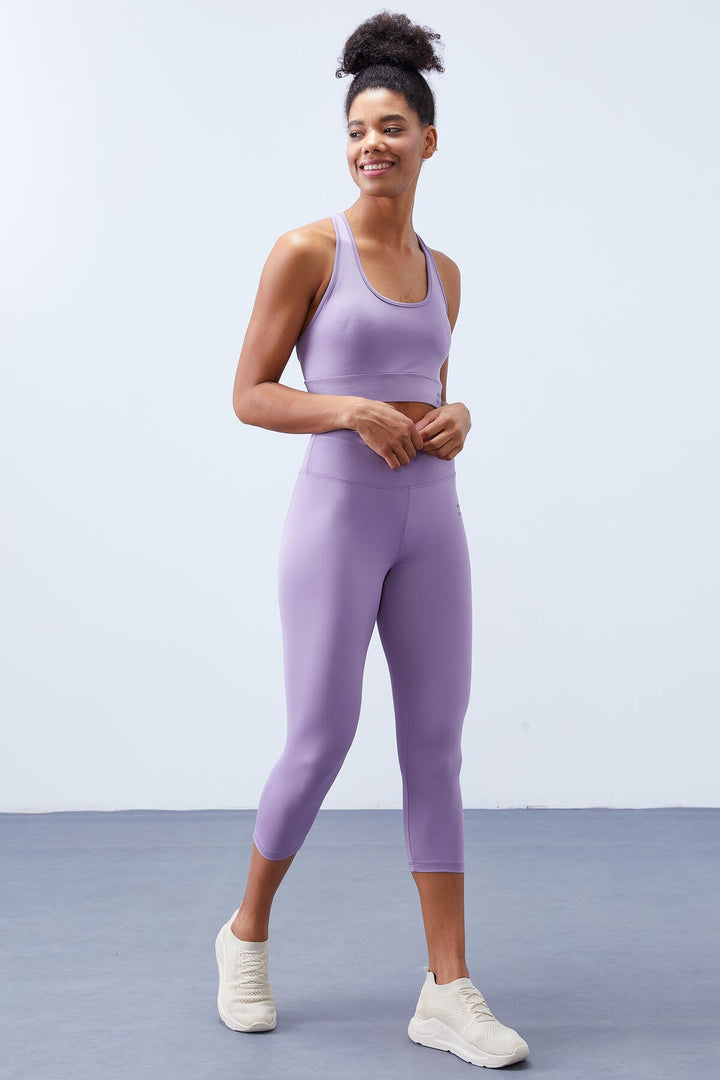 TMY Eflatun High Waist Shaper Cross Back Detailed Slim Fit Women's Leggings Set - 95283 - Scarborough