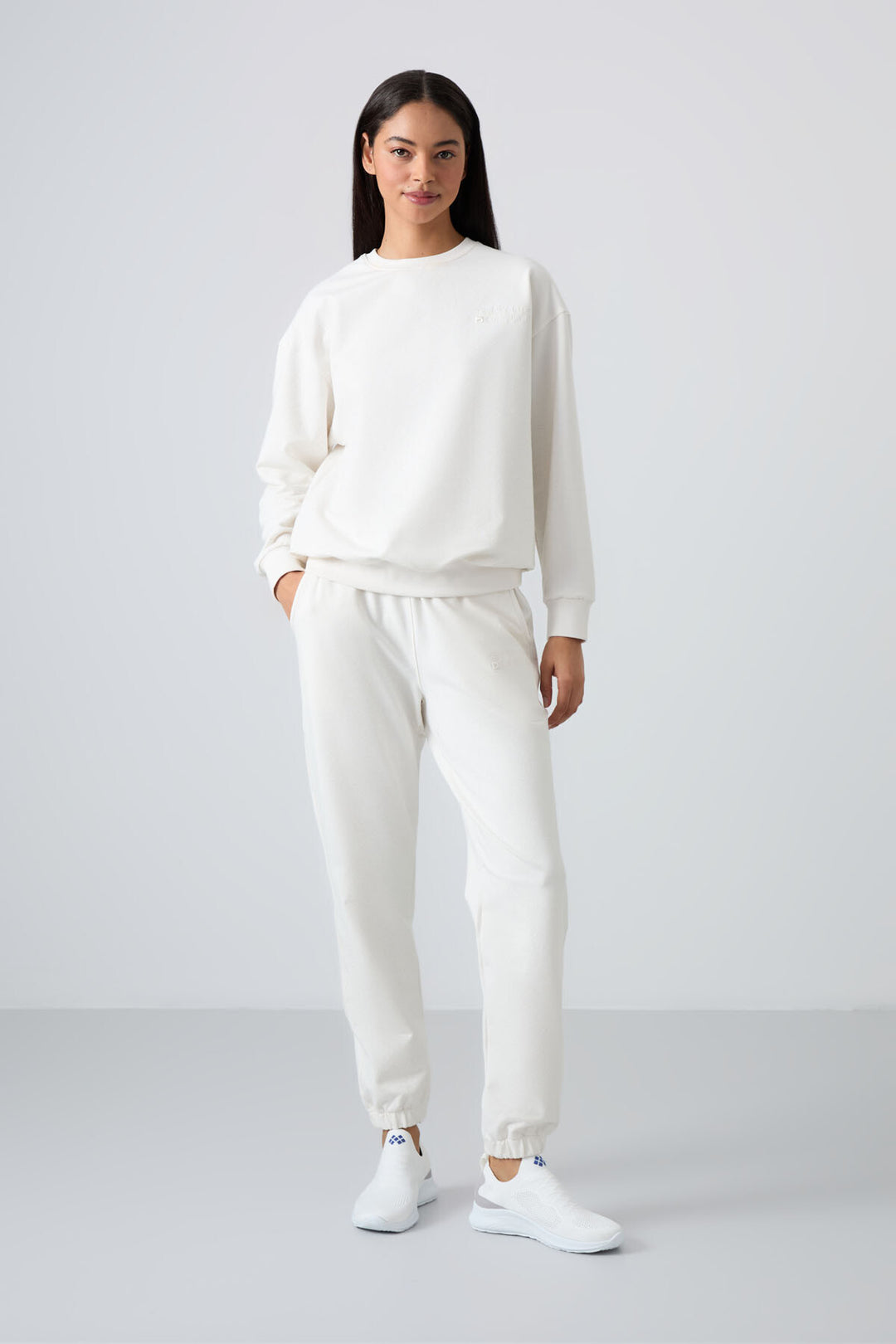 TMY Ecru O Neck Oversized Elastic Cuff Women's Tracksuit Set - 95287 - Downers Grove