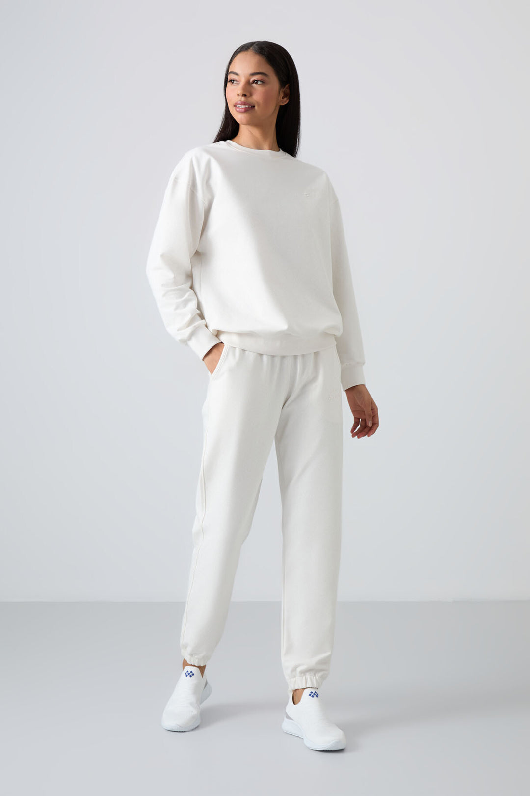 TMY Ecru O Neck Oversized Elastic Cuff Women's Tracksuit Set - 95287 - Downers Grove
