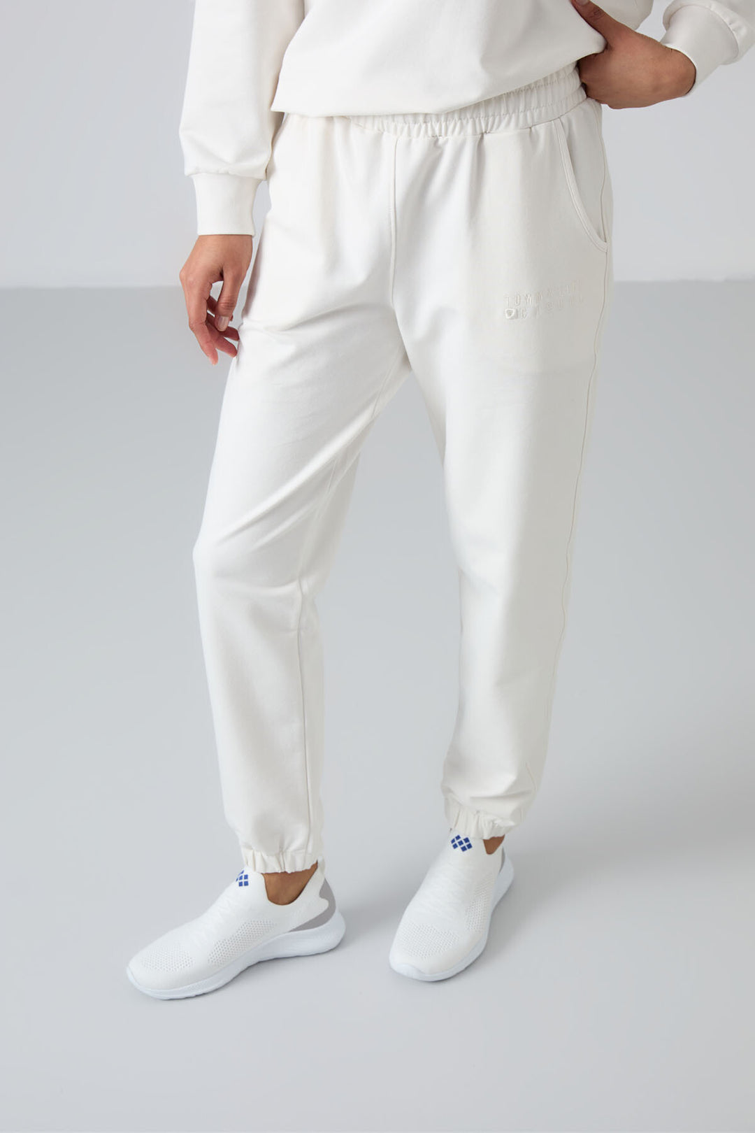 TMY Ecru O Neck Oversized Elastic Cuff Women's Tracksuit Set - 95287 - Downers Grove
