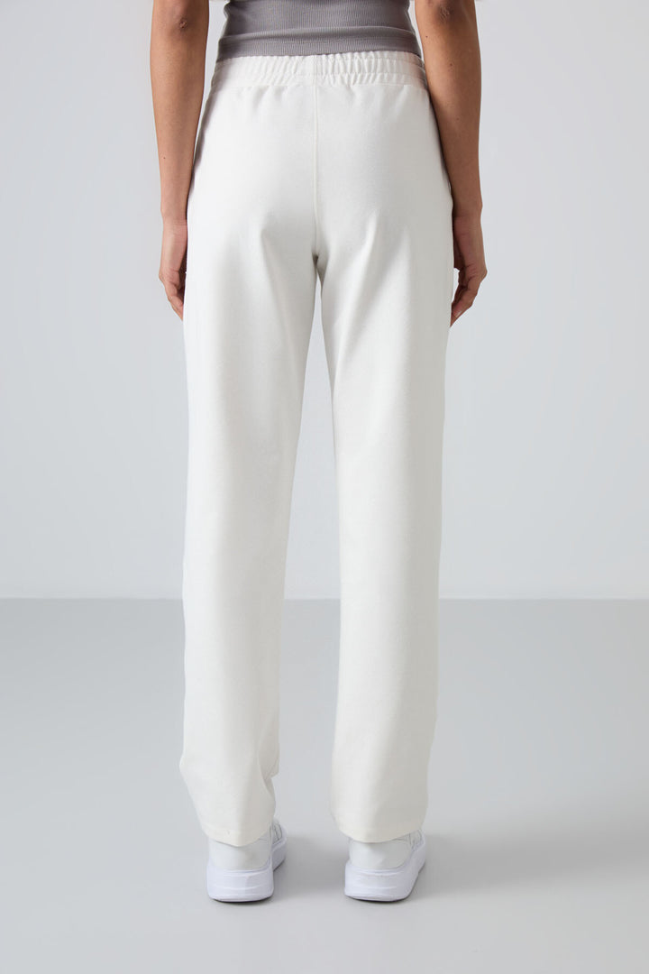 TMY Ecru High Waist Pocketed Comfort Fit Classic Leg Women's Sweatpants - 94584 - Olhão