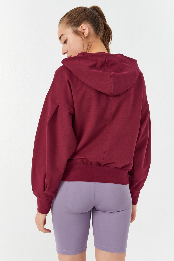 TMY Purple Balloon Sleeve Hooded Women's Oversized Sweatshirt - 97156 - Uman