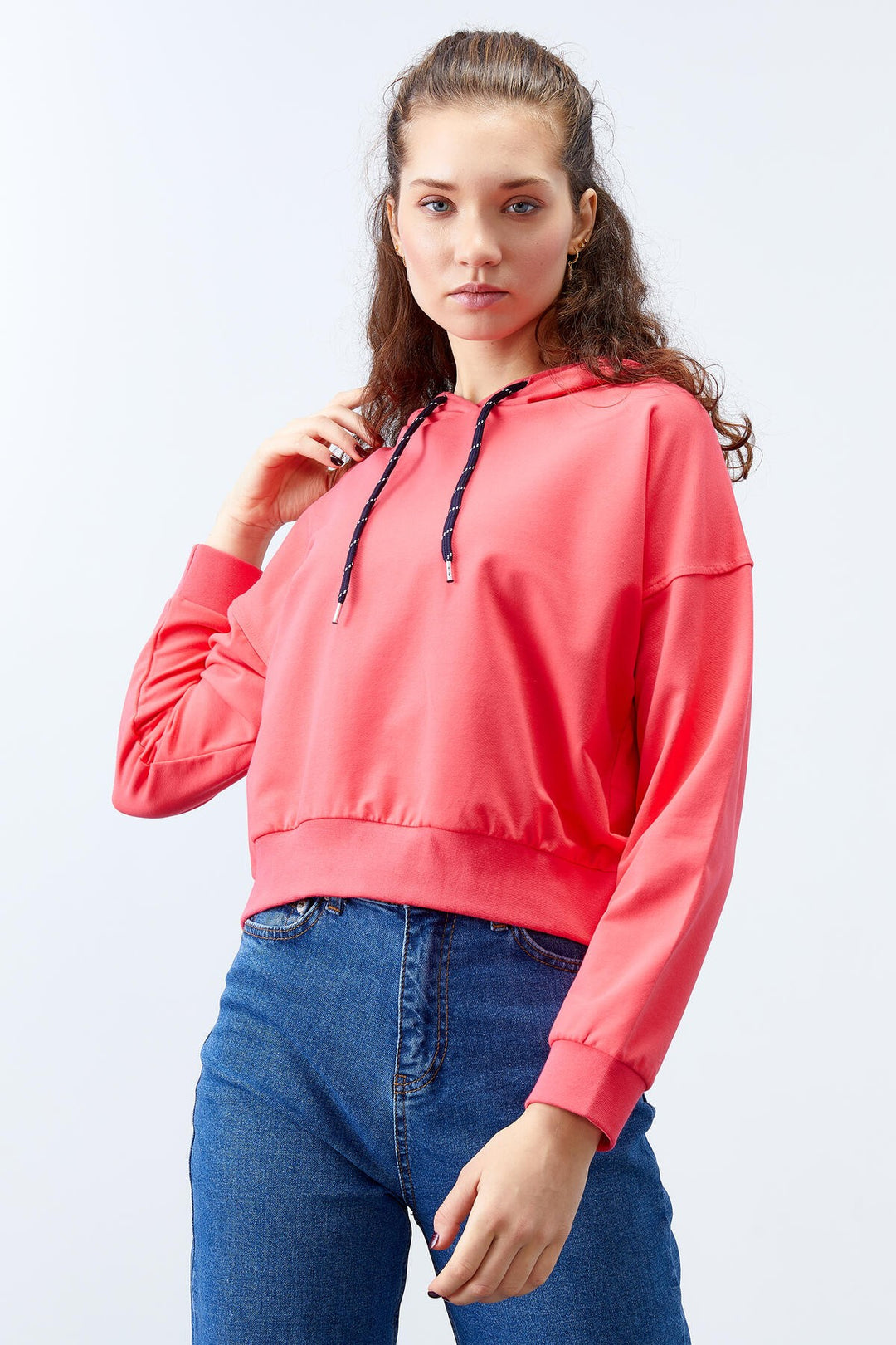 TMY Fuchsia Long Sleeve Comfortable Fit Hooded Women's Sweatshirt - 97115 - Solihull