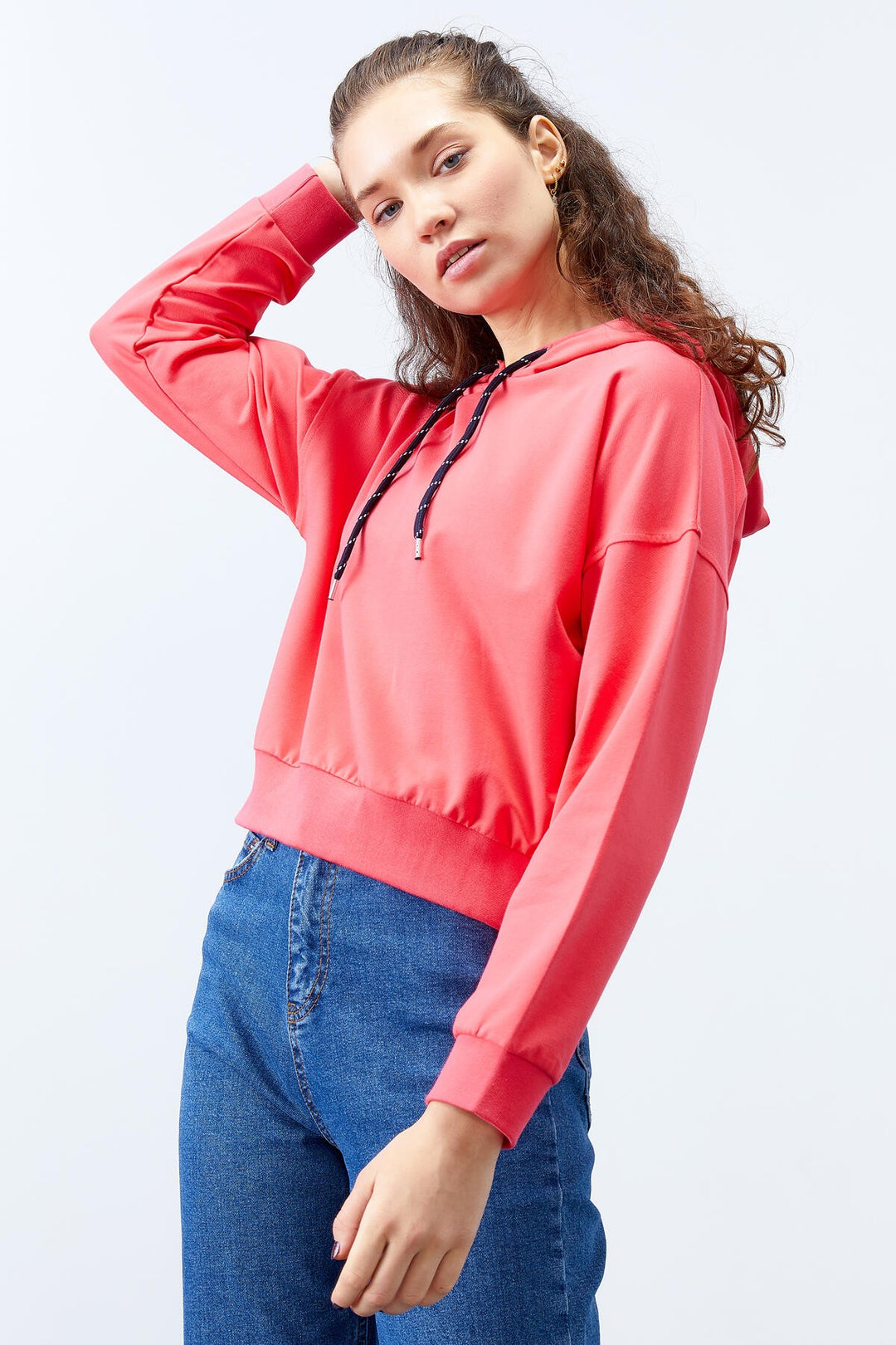 TMY Fuchsia Long Sleeve Comfortable Fit Hooded Women's Sweatshirt - 97115 - Solihull