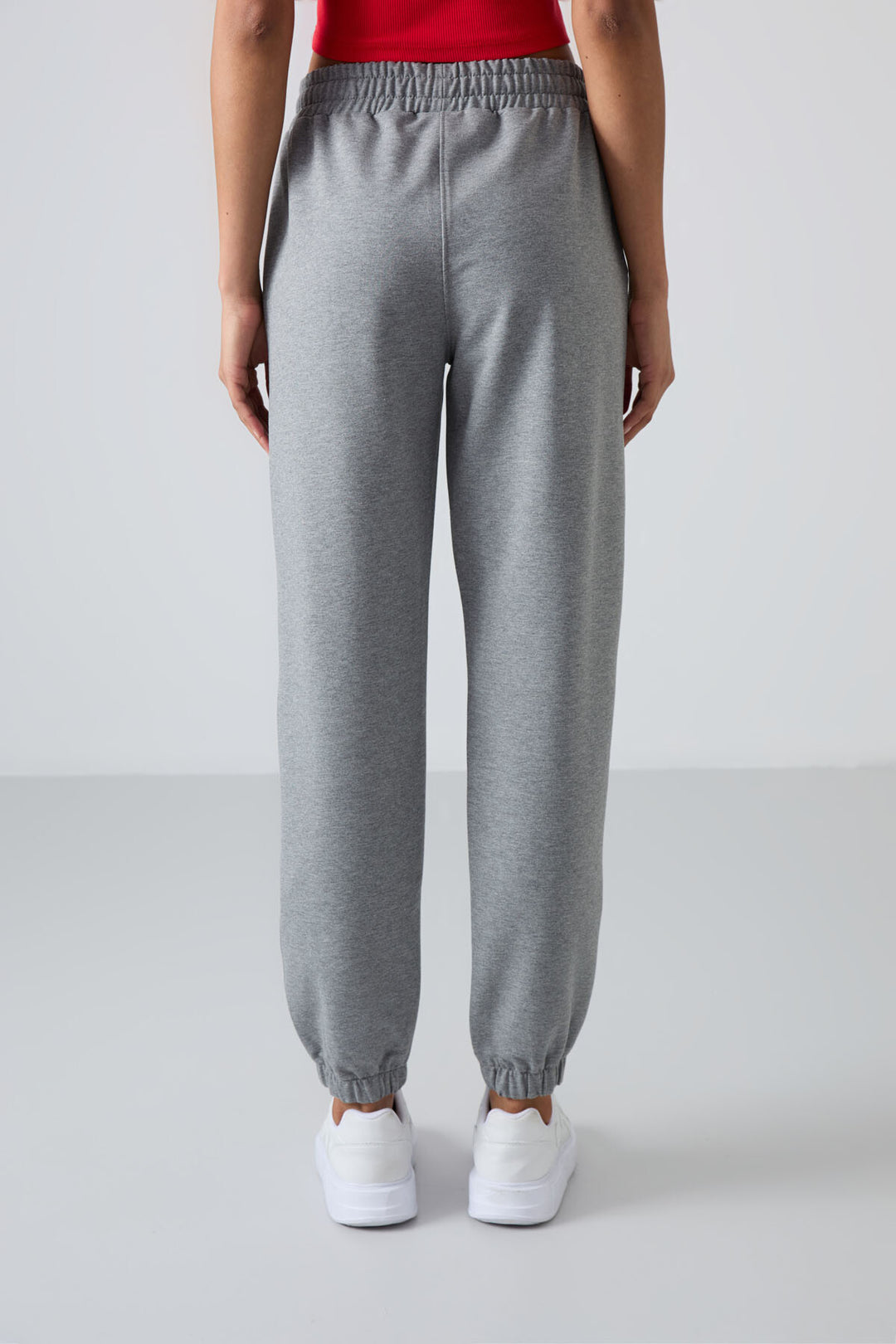TMY Gray Melange Pocket High Waist Comfort Fit Elastic Cuff Women's Sweatpants - 94583 - Wolfsburg