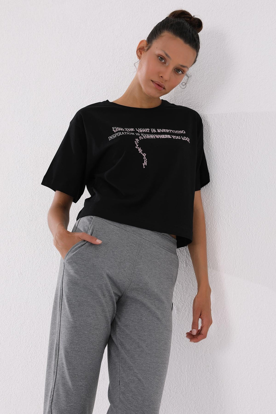 TMY Gray Melange Zippered Cuffed Pocketed Comfort Fit Women's Sweatpants - 94246 - Ocoyoacac