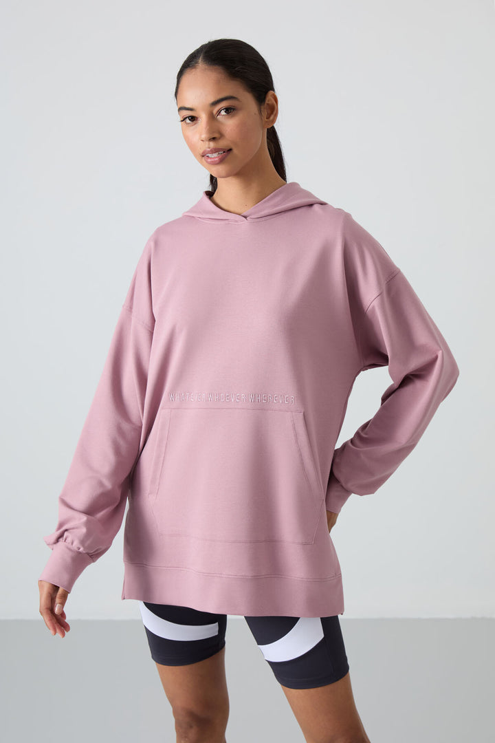 TMY Rose Dried Balloon Sleeve Embroidered Women's Oversized Tunic Sweatshirt - 97163 - Donetsk