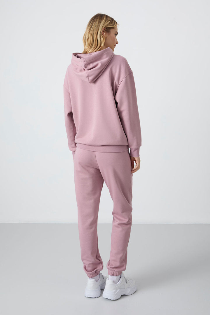 TMY Dried Rose Hooded Kangaroo Pocket Oversized Elastic Cuff Women's Tracksuit - 95288 - New Plymouth