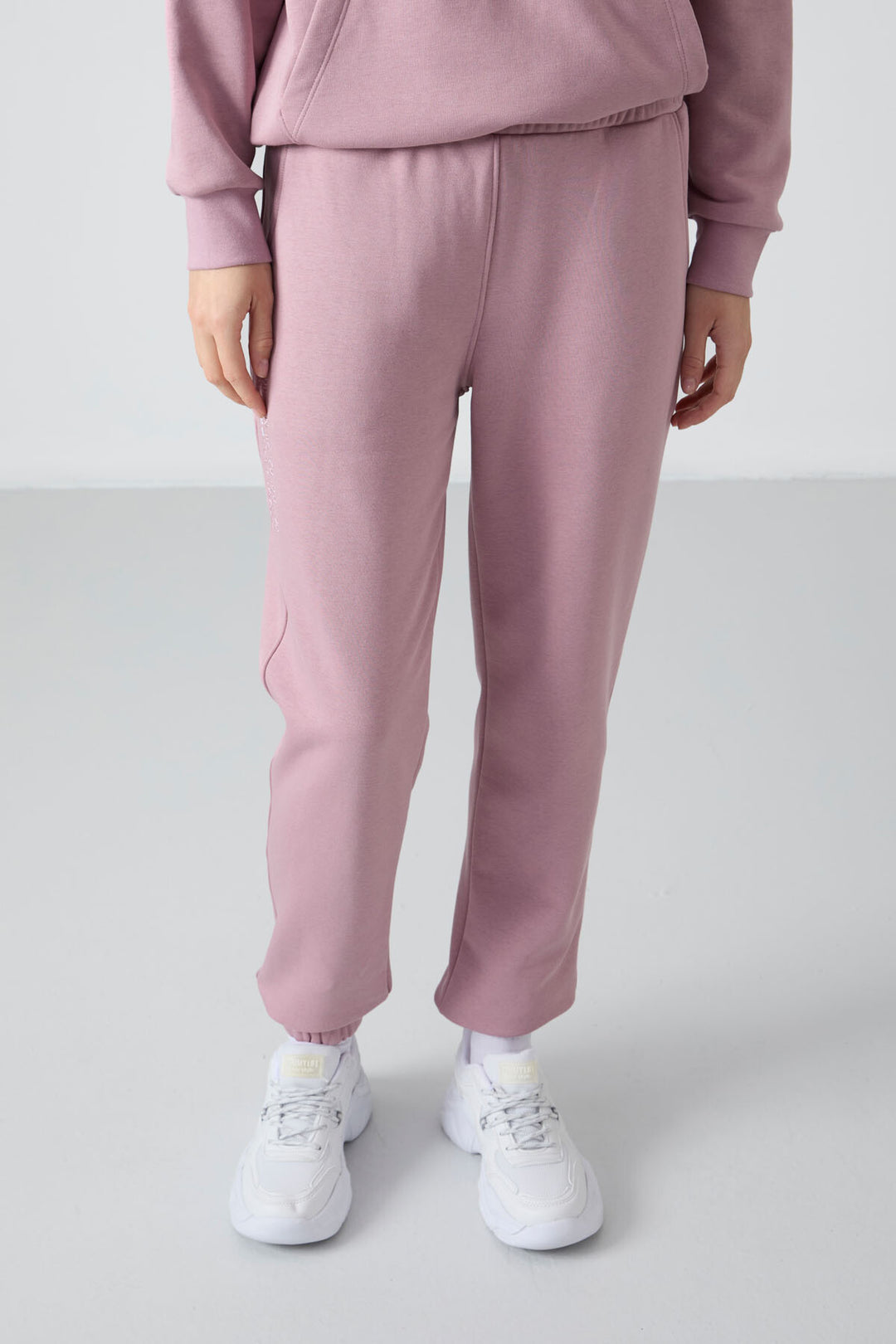 TMY Dried Rose Hooded Kangaroo Pocket Oversized Elastic Cuff Women's Tracksuit - 95288 - New Plymouth