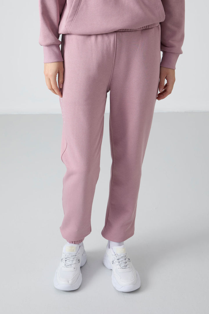 TMY Dried Rose Hooded Kangaroo Pocket Oversized Elastic Cuff Women's Tracksuit - 95288 - New Plymouth