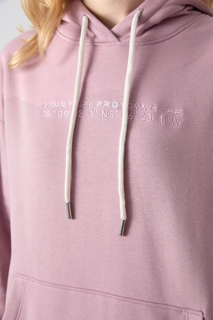 TMY Dried Rose Hooded Kangaroo Pocket Oversized Elastic Cuff Women's Tracksuit - 95288 - New Plymouth