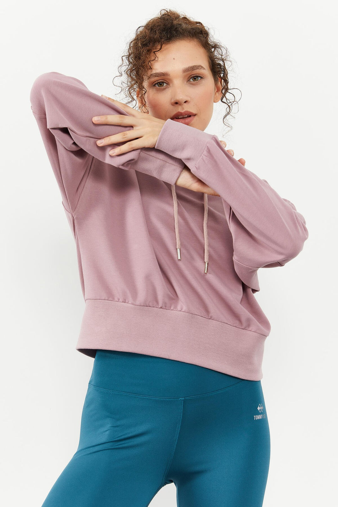 TMY Dried Rose Shoulder Ruffle Detailed Balloon Sleeve Comfortable Fit Women's Sweatshirt - 97166 - Owasso