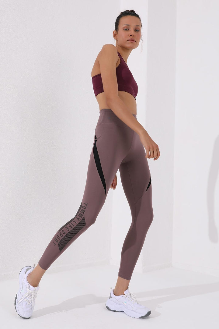 TMY Dried Rose Printed High Waisted Scuba Fabric Slim Leg Women's Leggings - 94539 - Viterbo