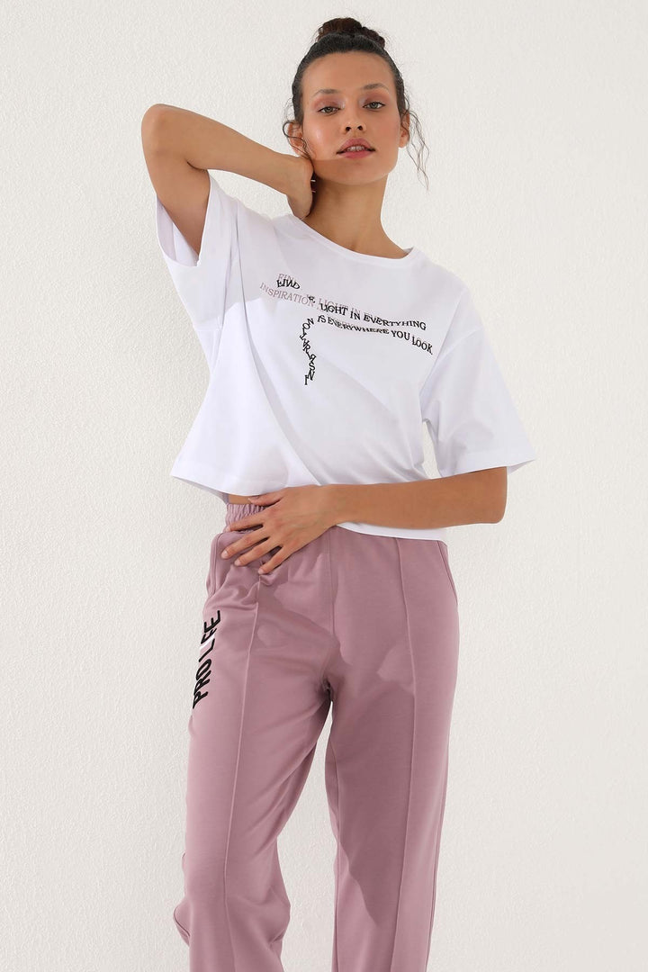 TMY Dried Rose Embroidered Comfort Fit Elastic Cuff Women's Sweatpants - 94571 - Holyoke