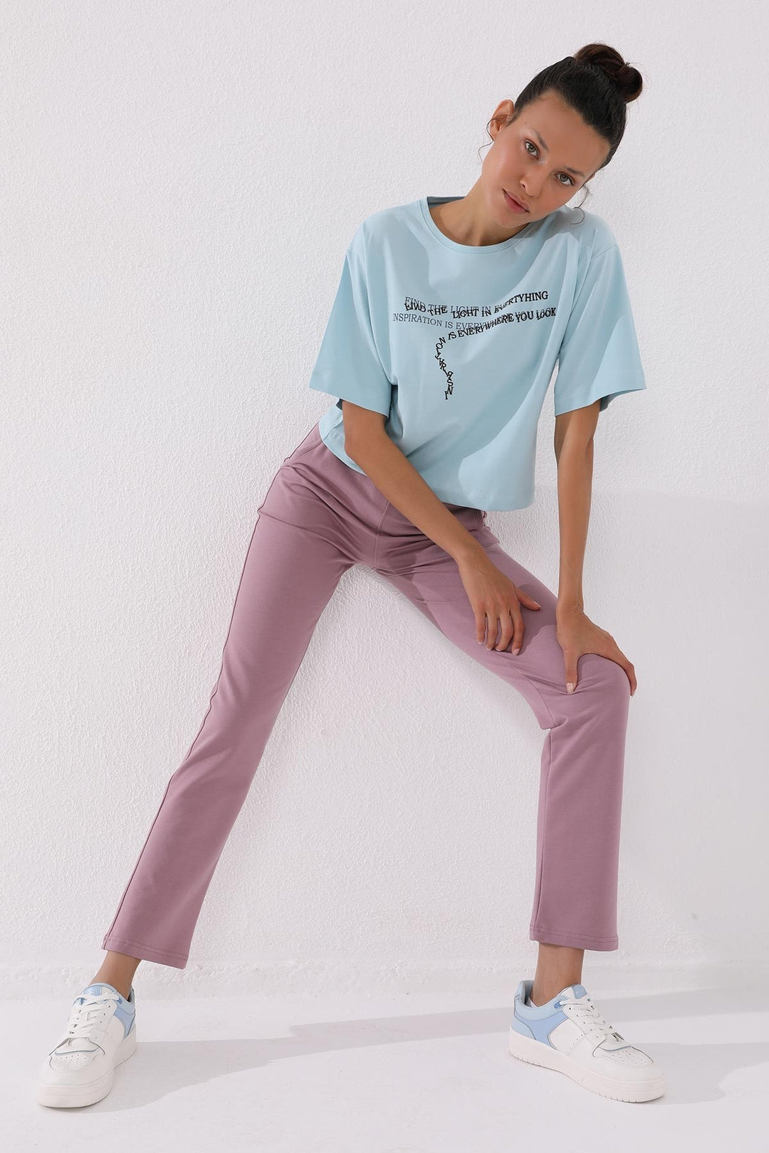 TMY Dried Rose High Waist Pocketed Comfort Fit Classic Leg Women's Sweatpants - 94584 - Moore